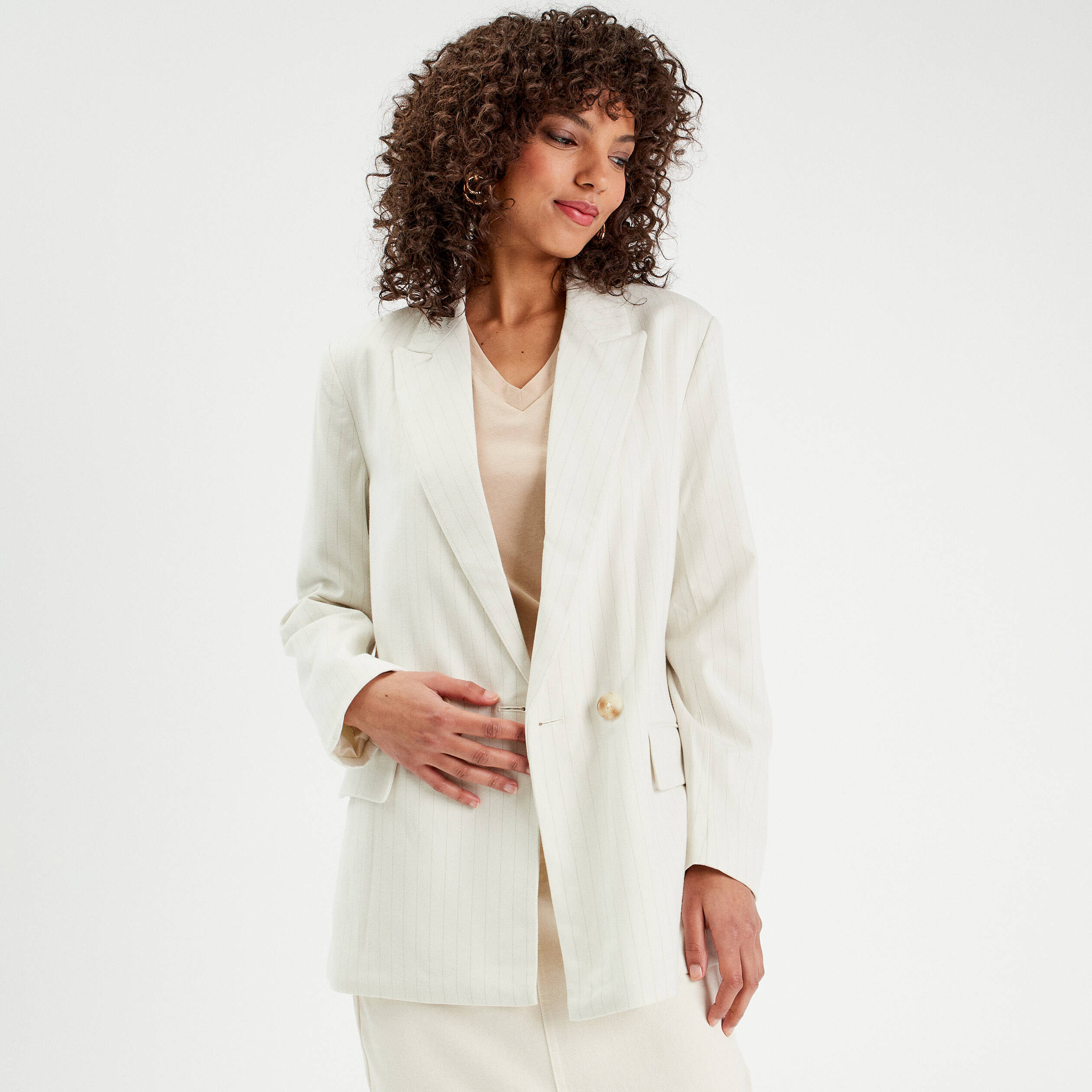 Veste blazer droite ivoire femme Vibs