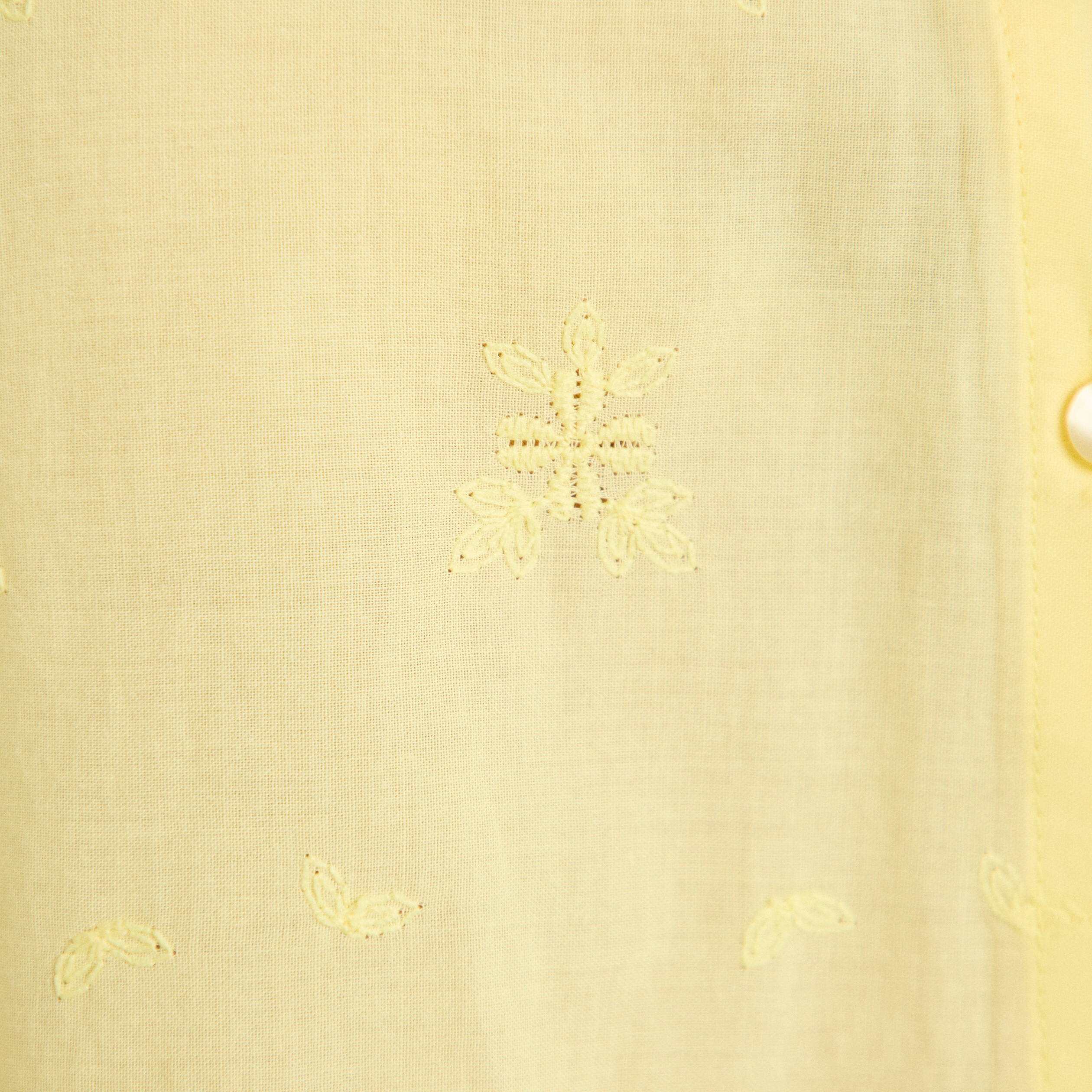 Chemise droite col classique manches 3/4 jaune pastel femme