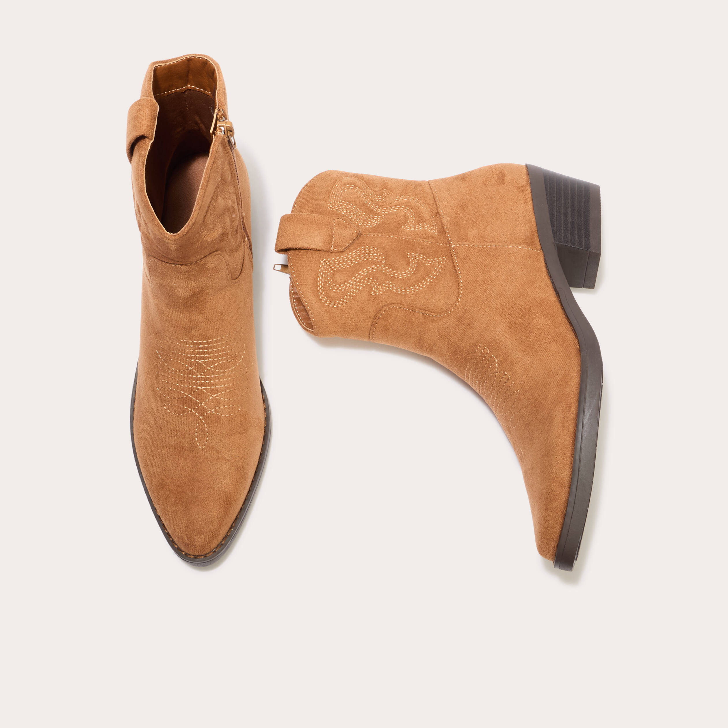 Bottines western suédine camel femme