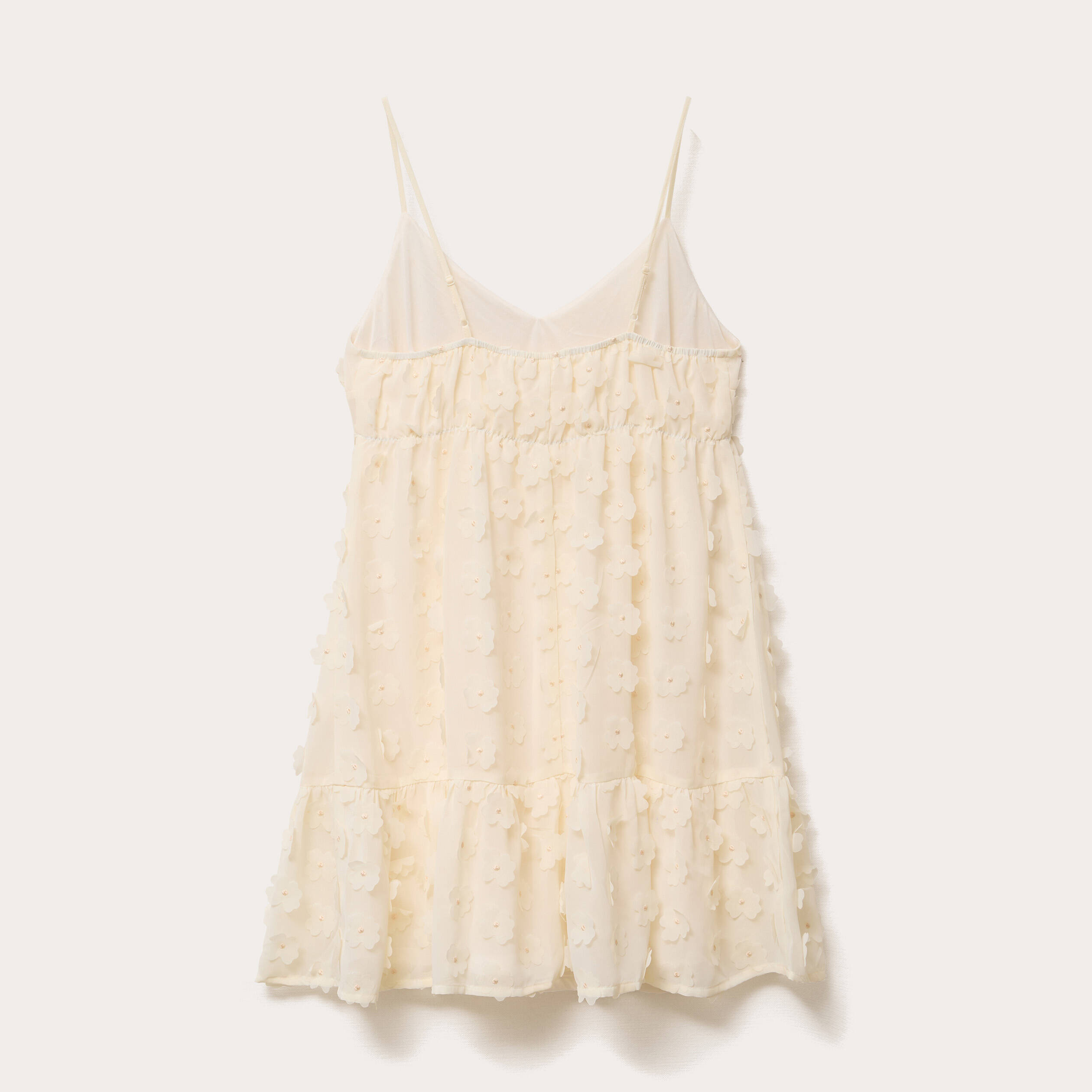 robe courte evasee col v a bretelles ecru femme Robe courte évasée col v à bretelles ecru femme