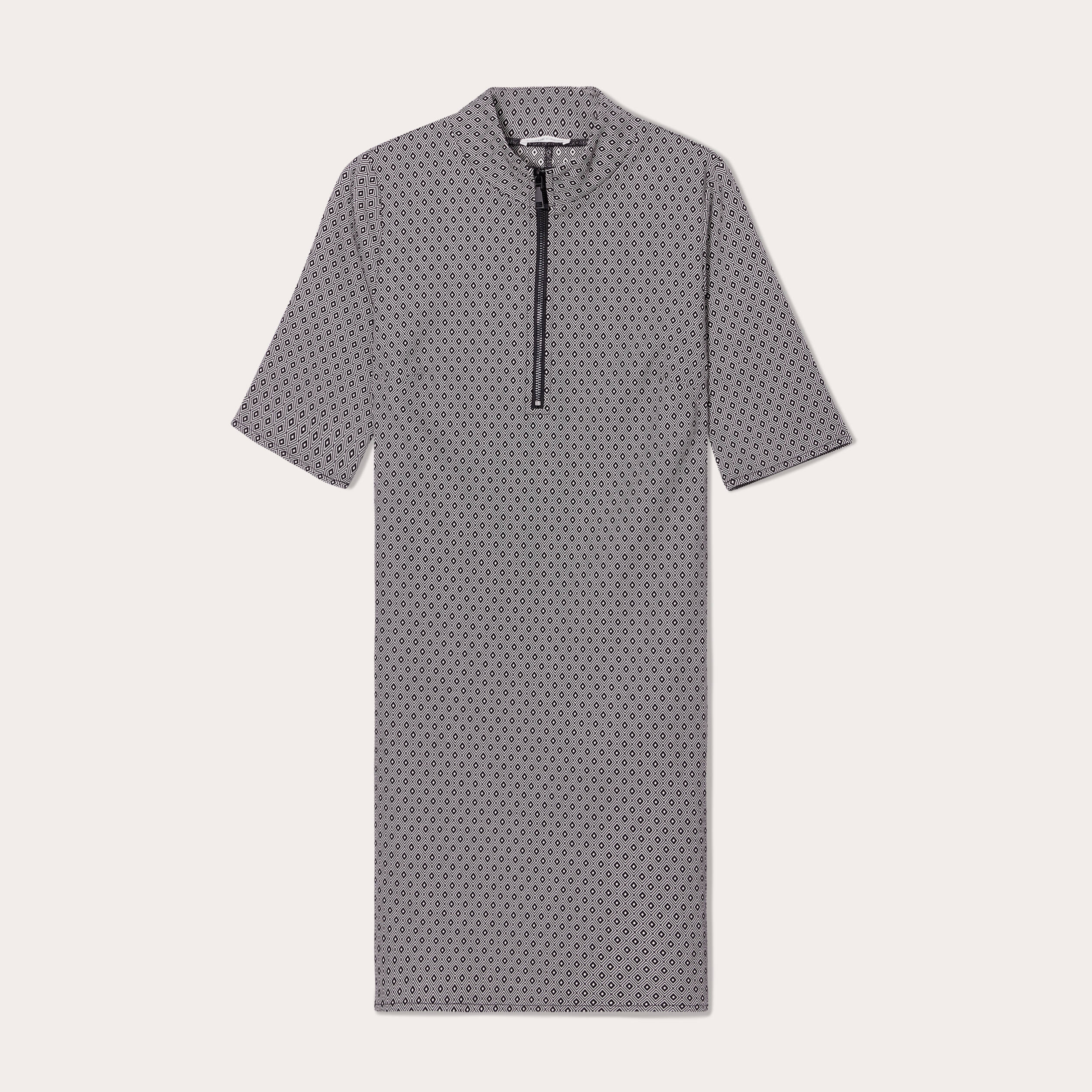 Robe droite col montant zipp&eacute; noir femme