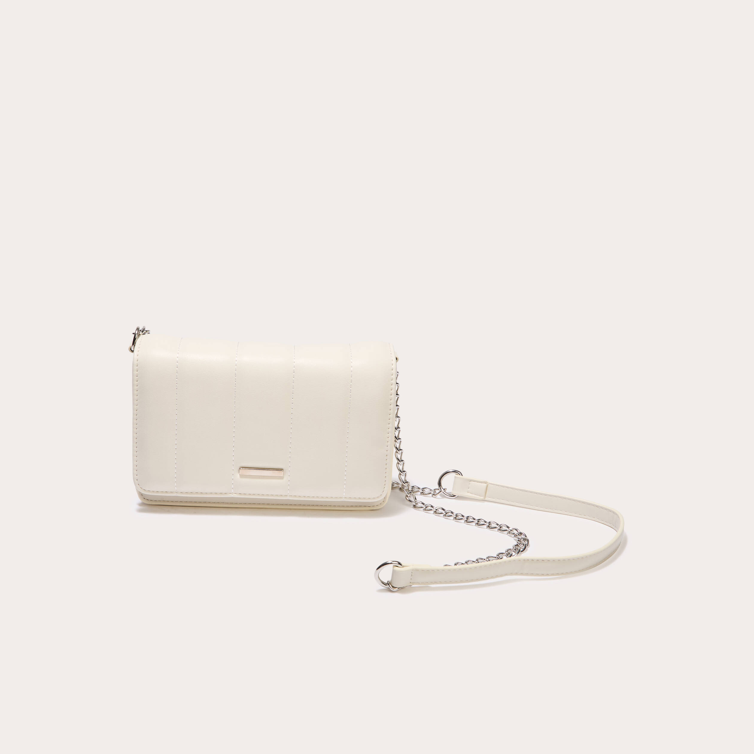Sac matelassé avec chaîne ecru femme