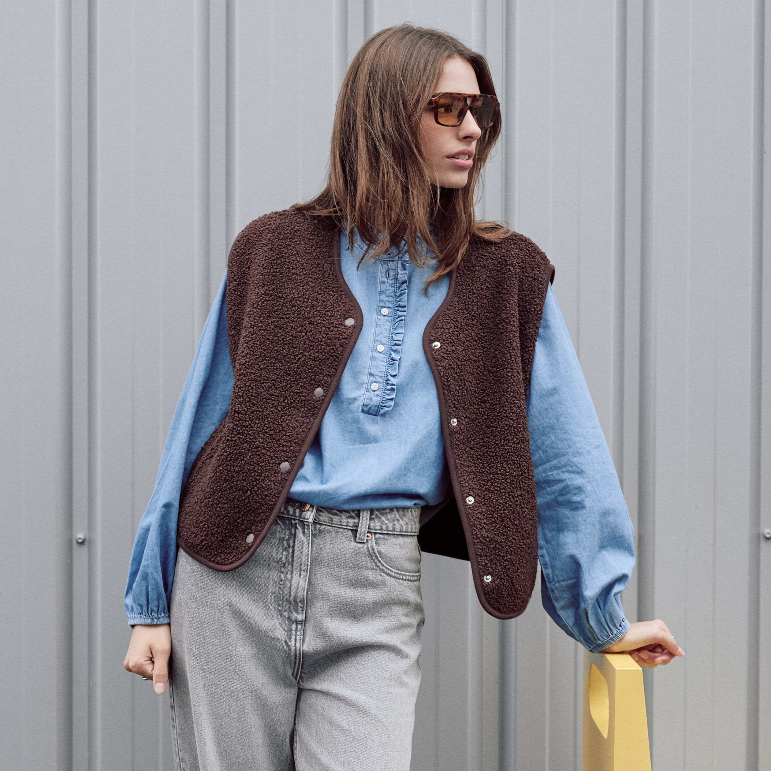 Vibs Chemise Gris FoncÃ© Homme Gilet Polaire Sans Manches