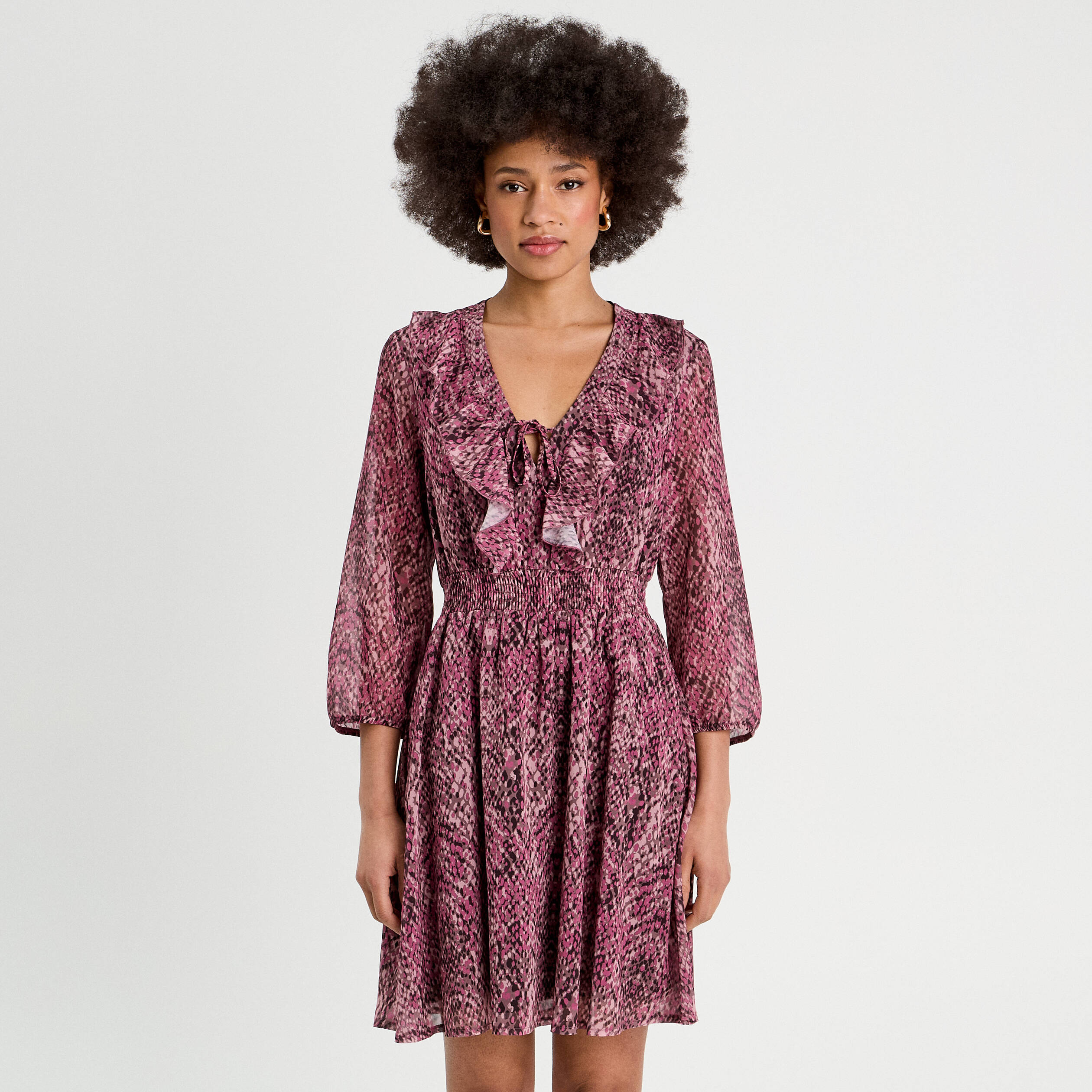 Robe Les Petites Bombes Taille 34 - Vieux Rose Et Lamé Violet, Sans Manches