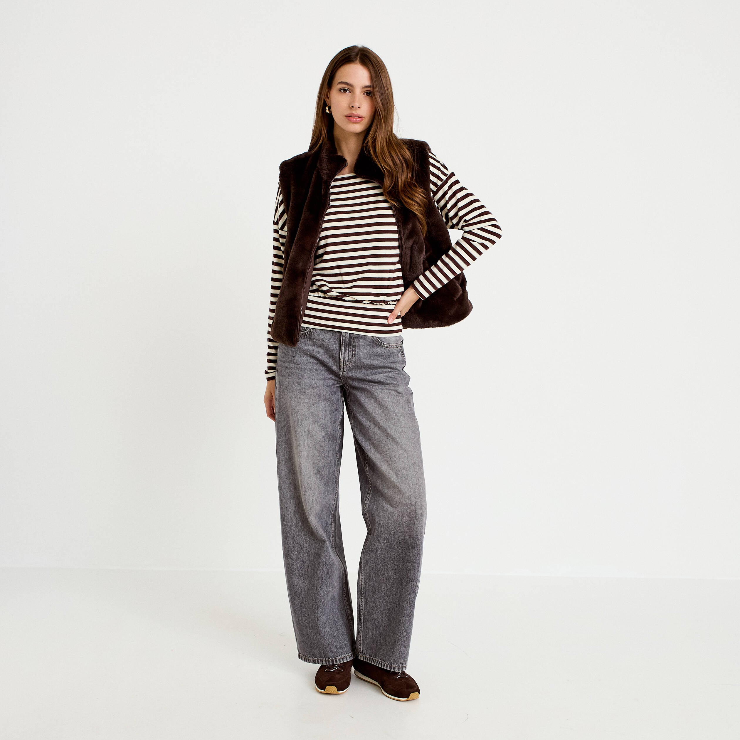 Pull col bateau manches longues blanc femme