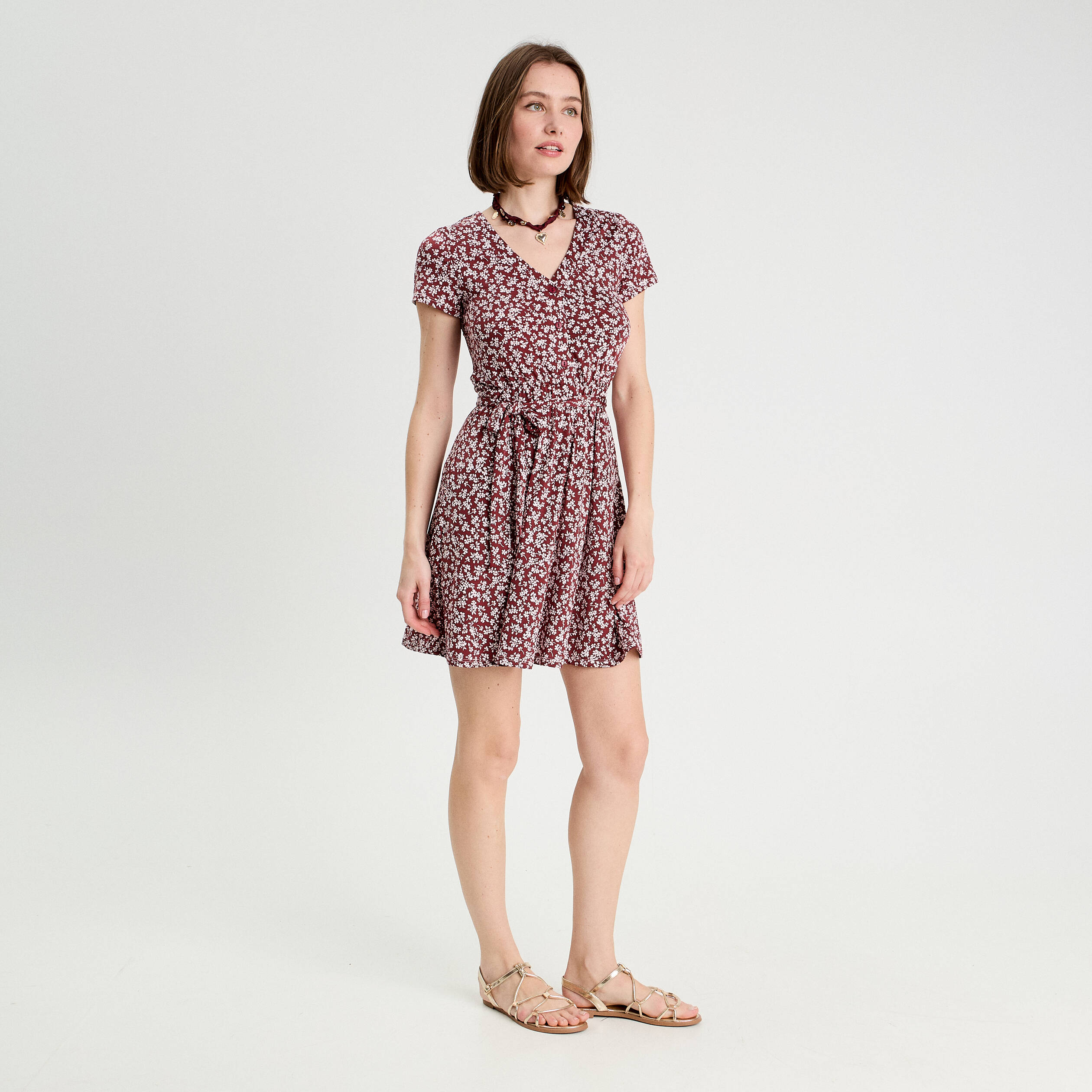 robe evasee boutonnee marron cognac femme Robe évasée boutonnée marron cognac femme