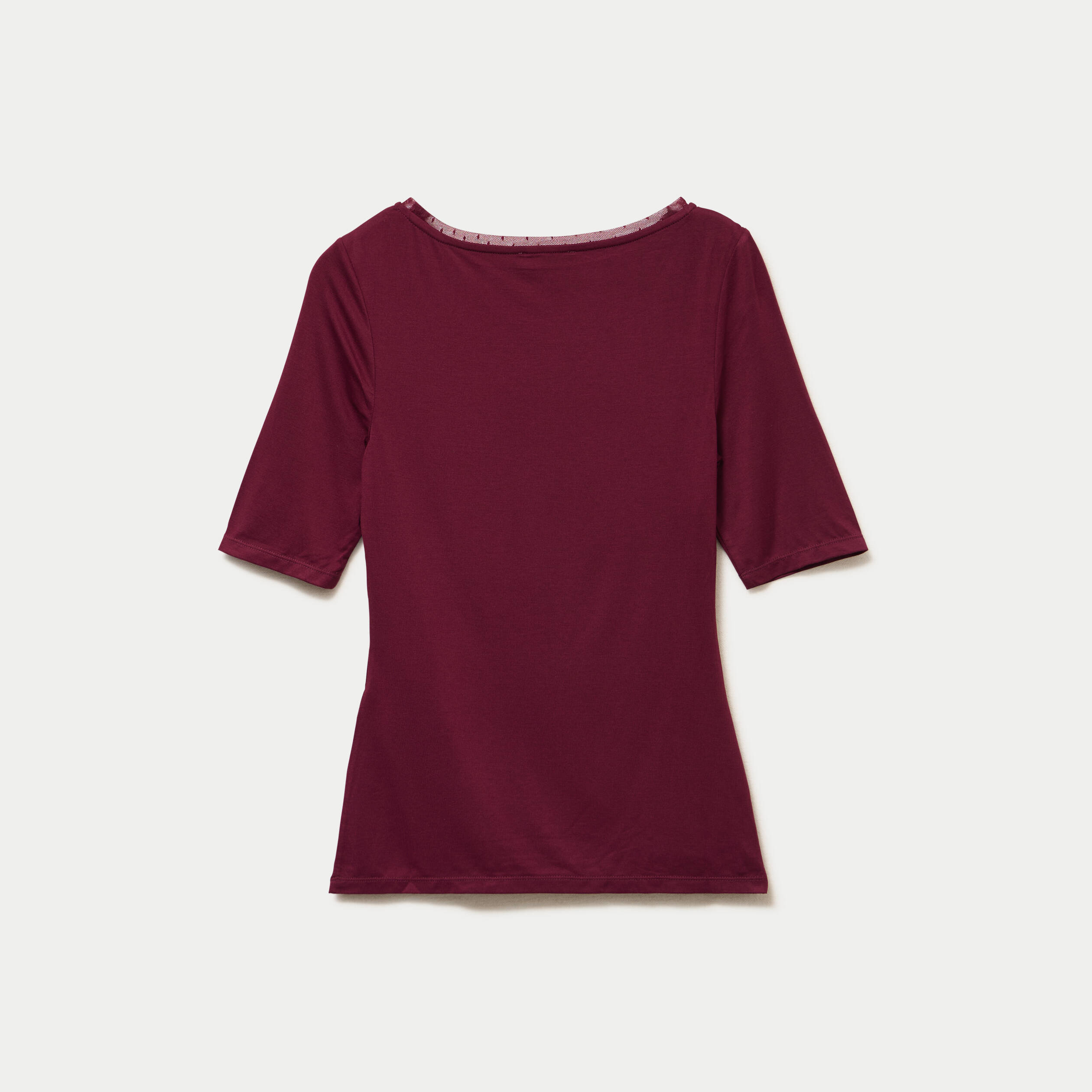 T-shirt ajust&eacute; manches courtes bordeaux femme