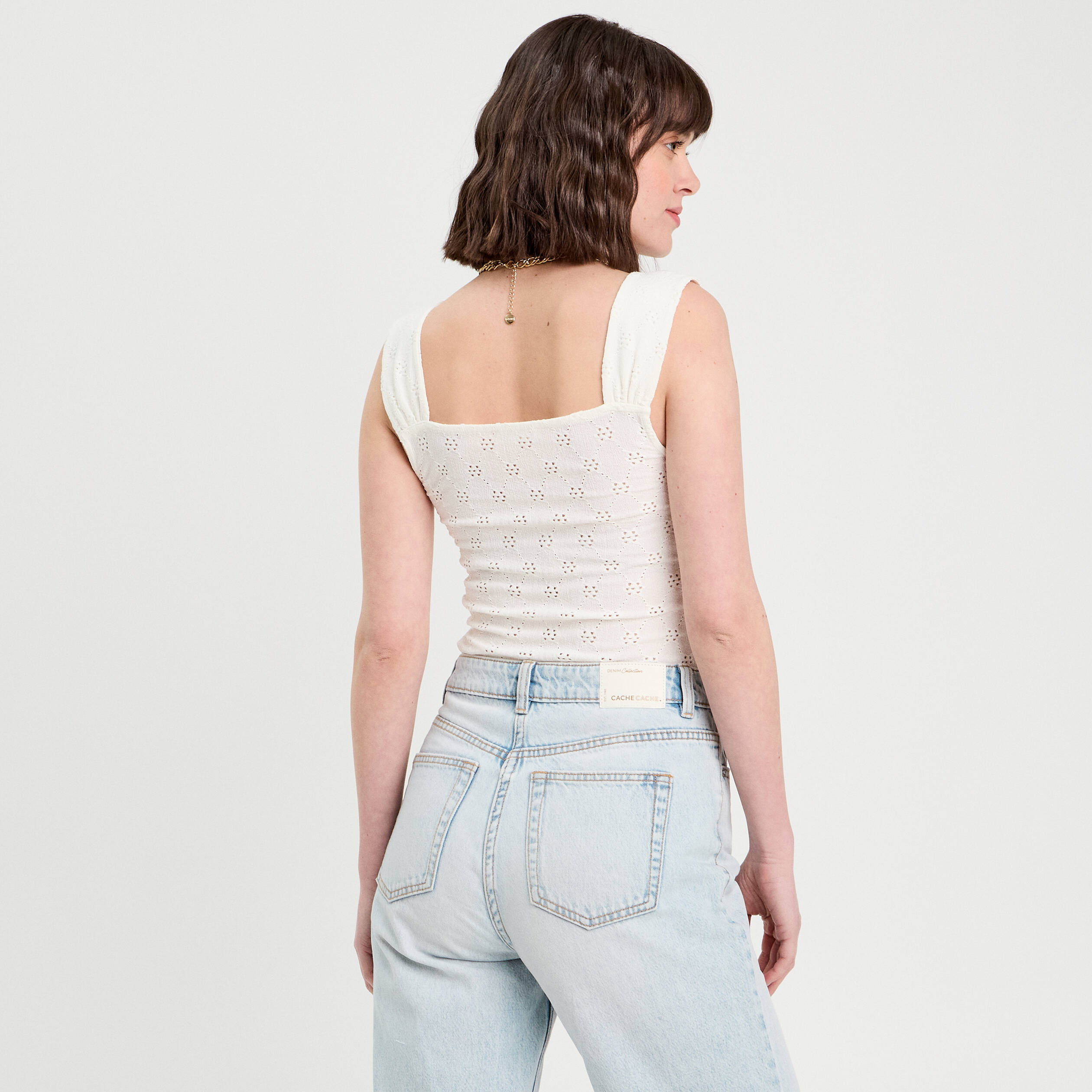 debardeur ajoure ecru femme Débardeur ajouré ecru femme