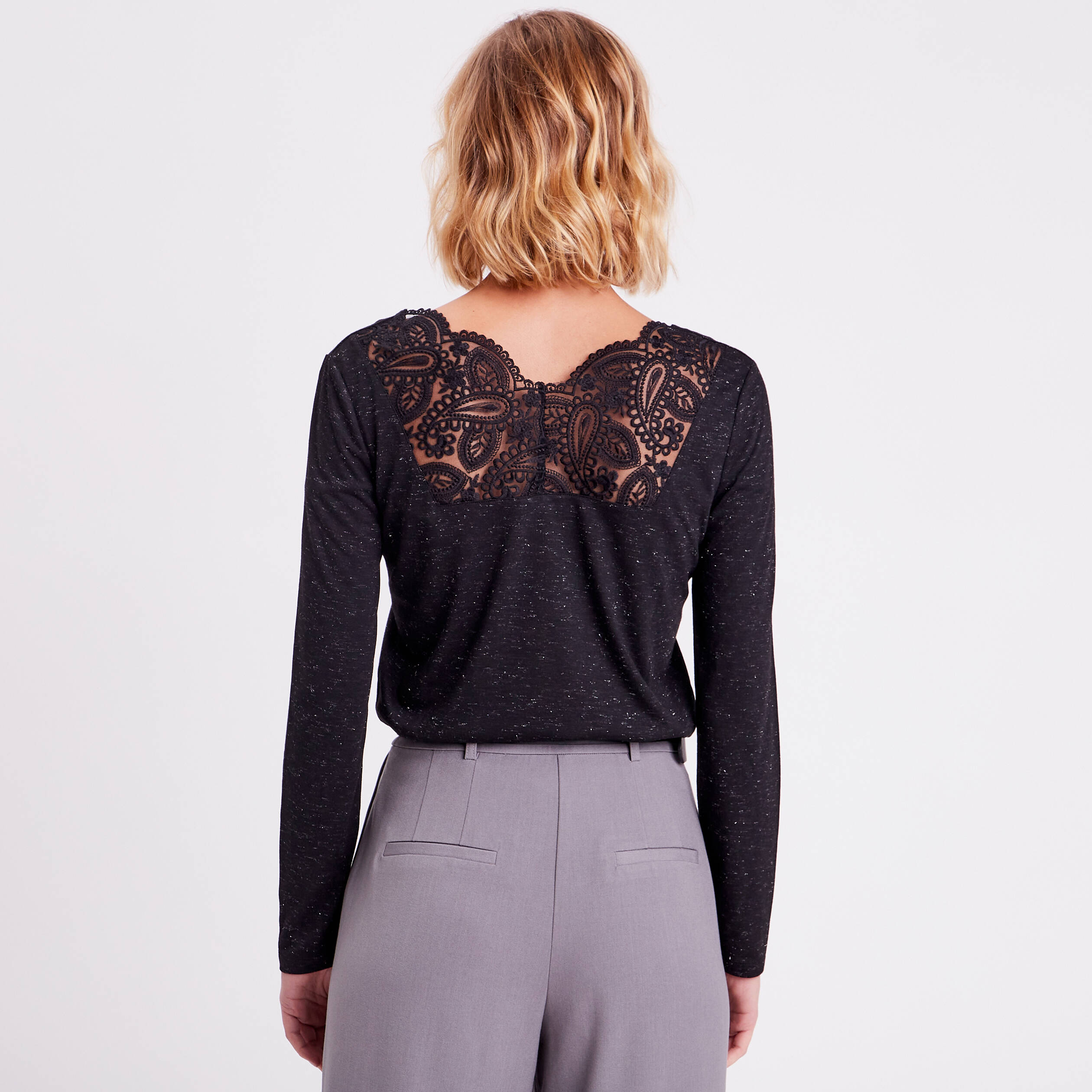 t shirt manches longues noir femme T-shirt manches longues noir femme