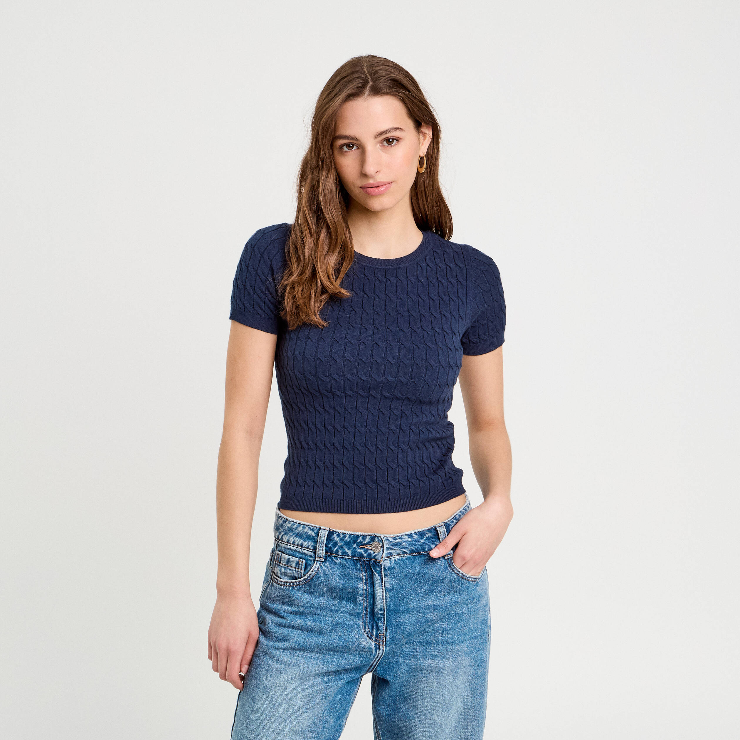 Tee Shirt Top Manche Courte Femme T-shirt Manches Courtes Bleu