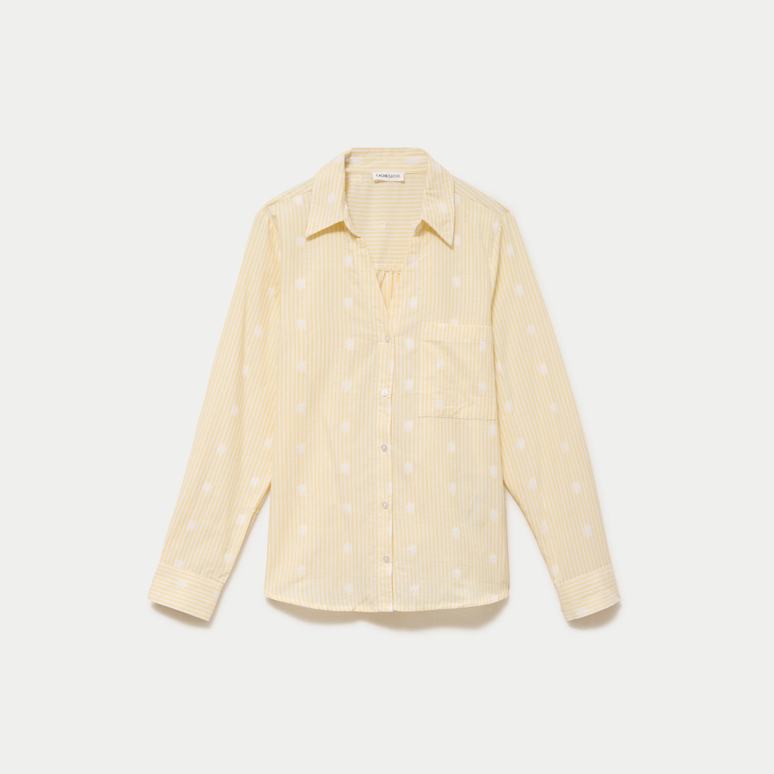 Chemise droite manches longues jaune citron femme