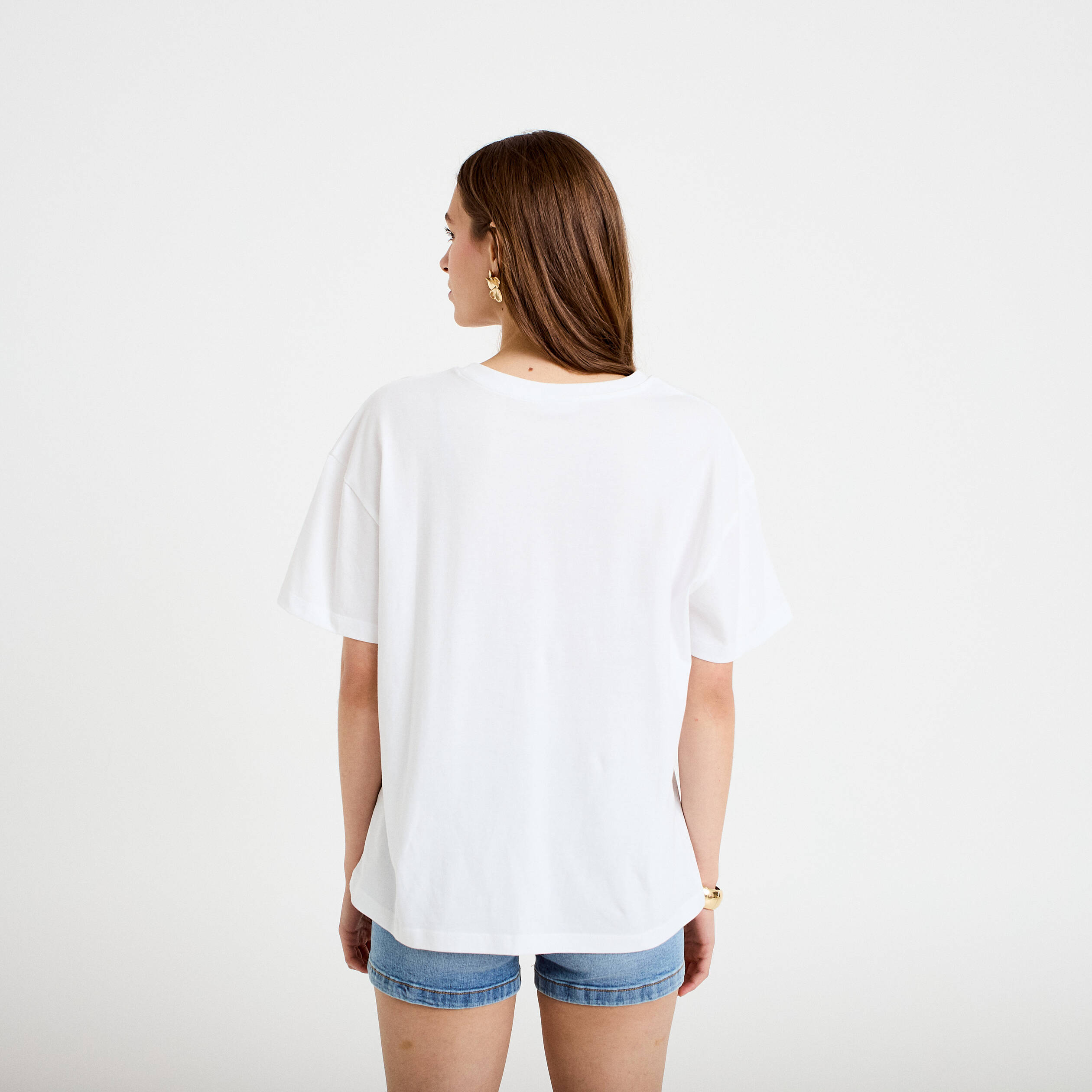 T-shirt oversize manches courtes blanc femme