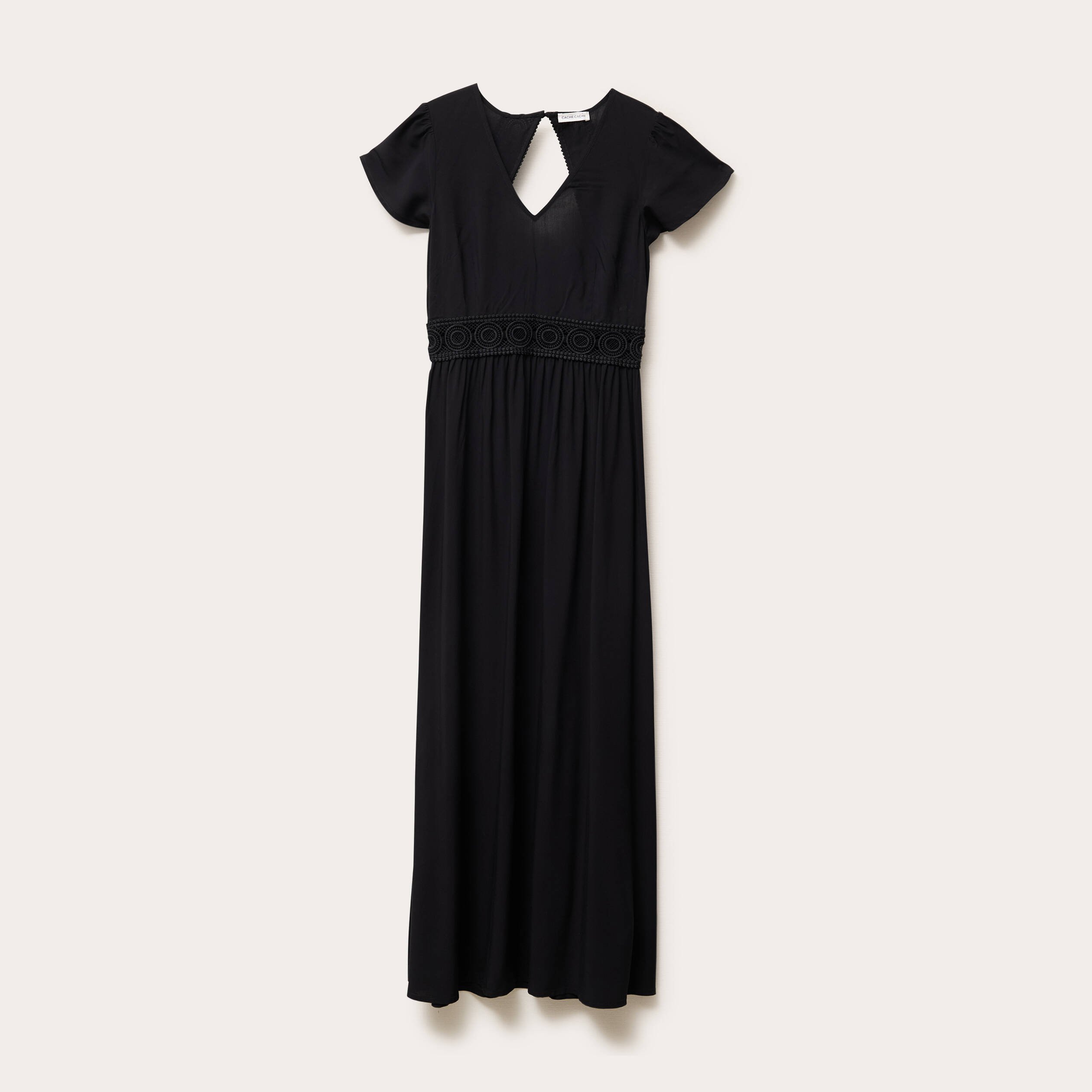 robe longue evasee noir femme Robe longue évasée noir femme