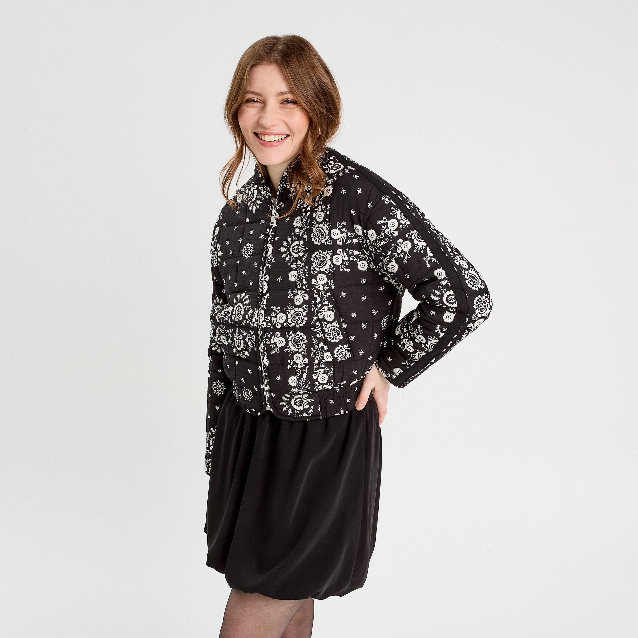 Veste matelass&eacute;e zipp&eacute;e noir femme