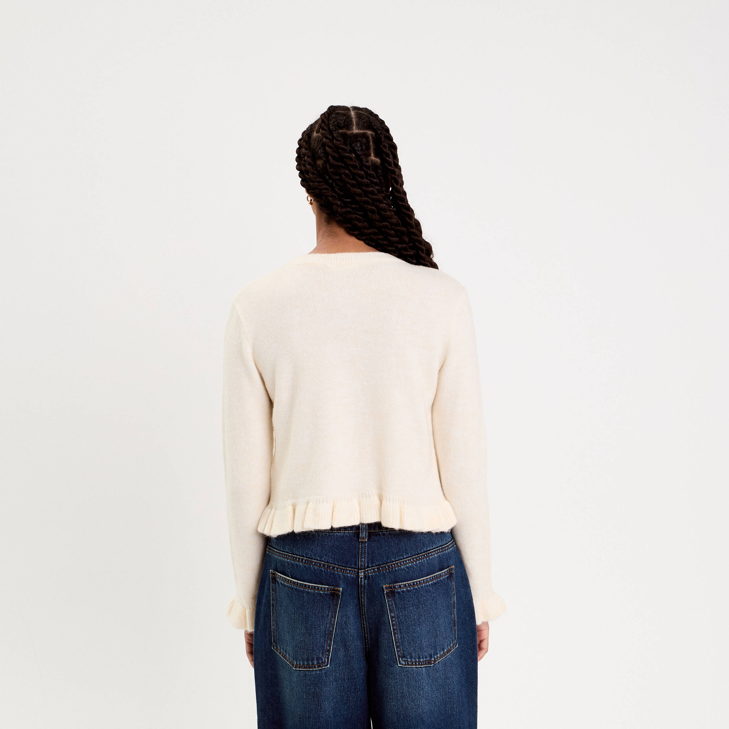 Gilet manches longues ecru femme