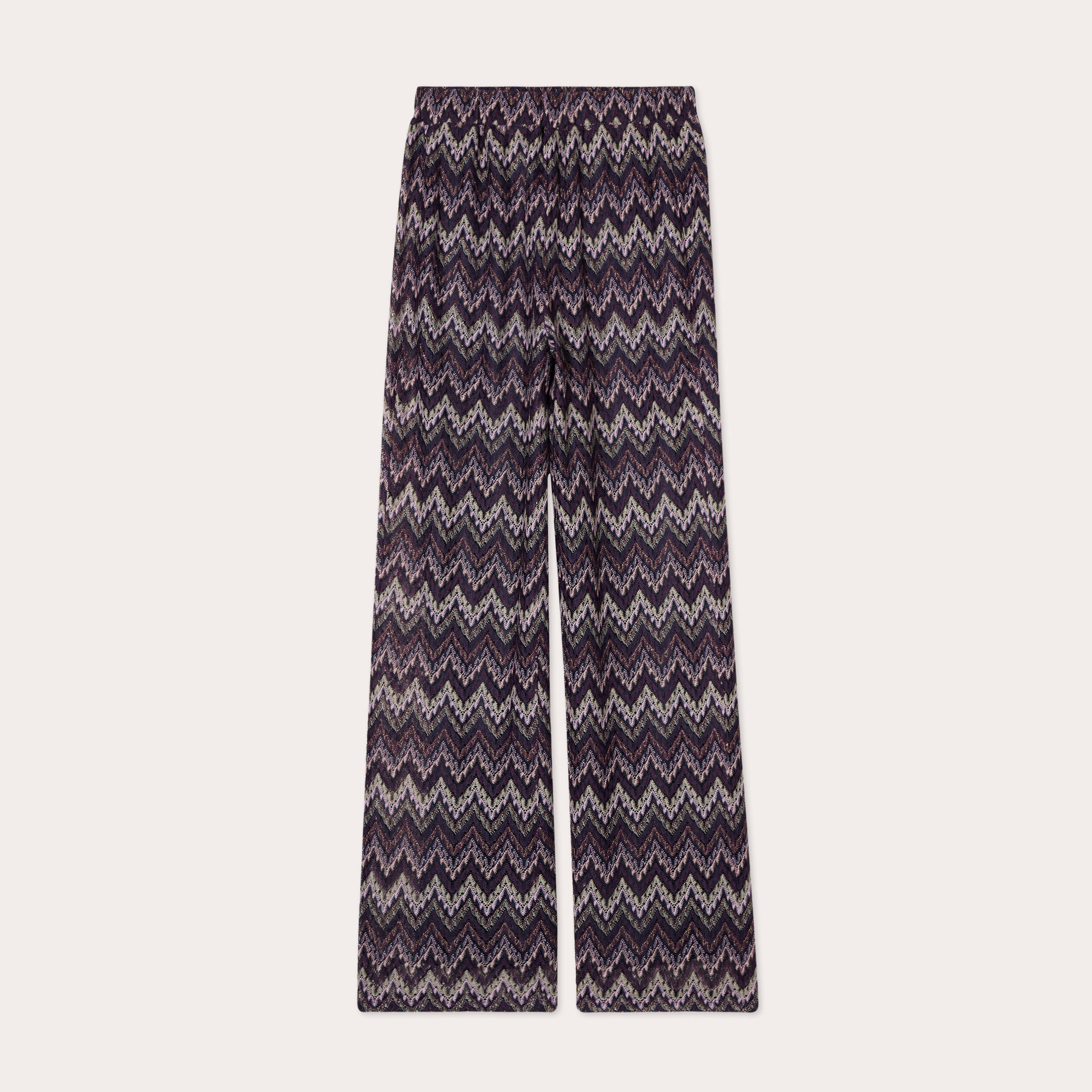 Pantalon large ajour&eacute; violet femme