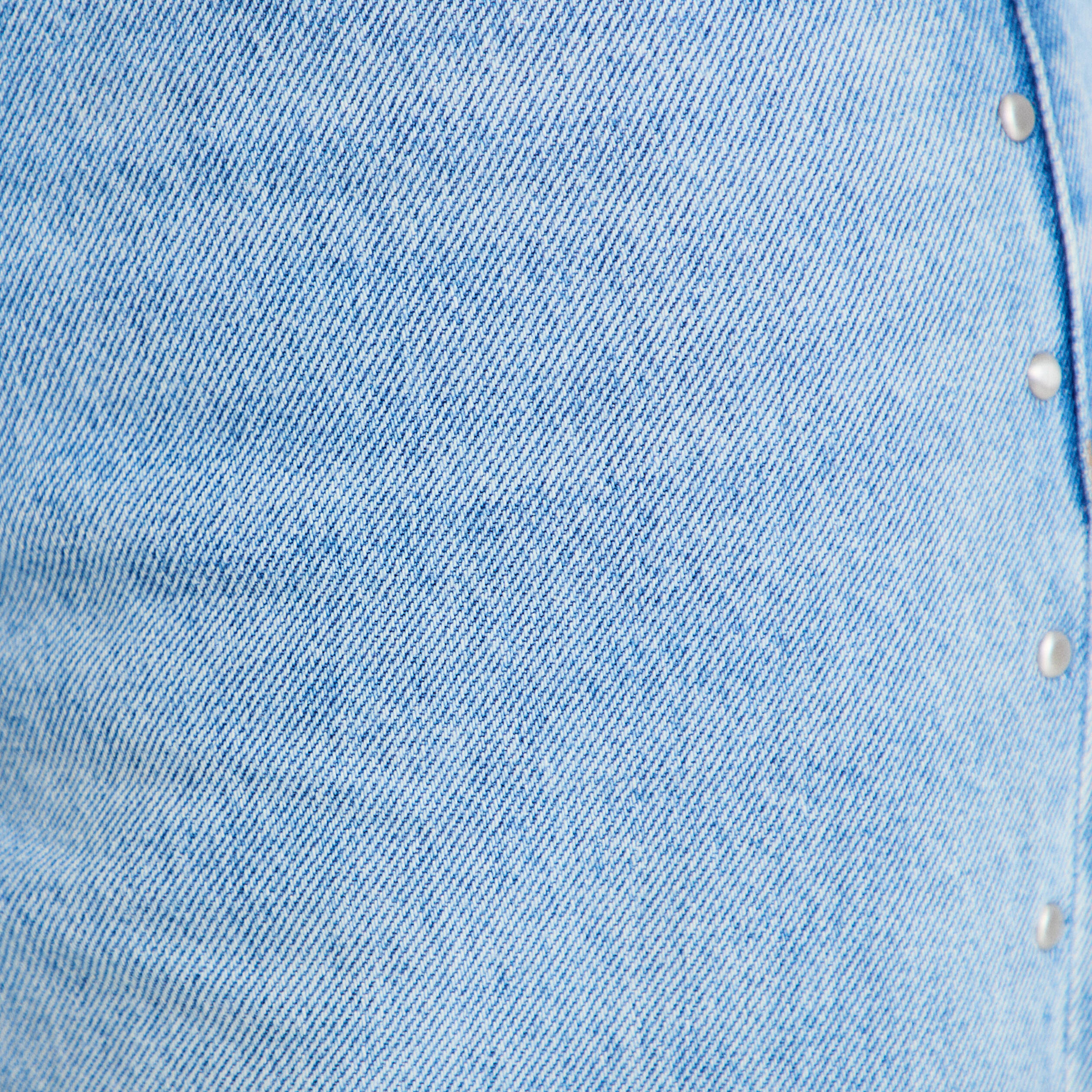Jean wide leg d&eacute;tails clout&eacute;s denim bleach femme