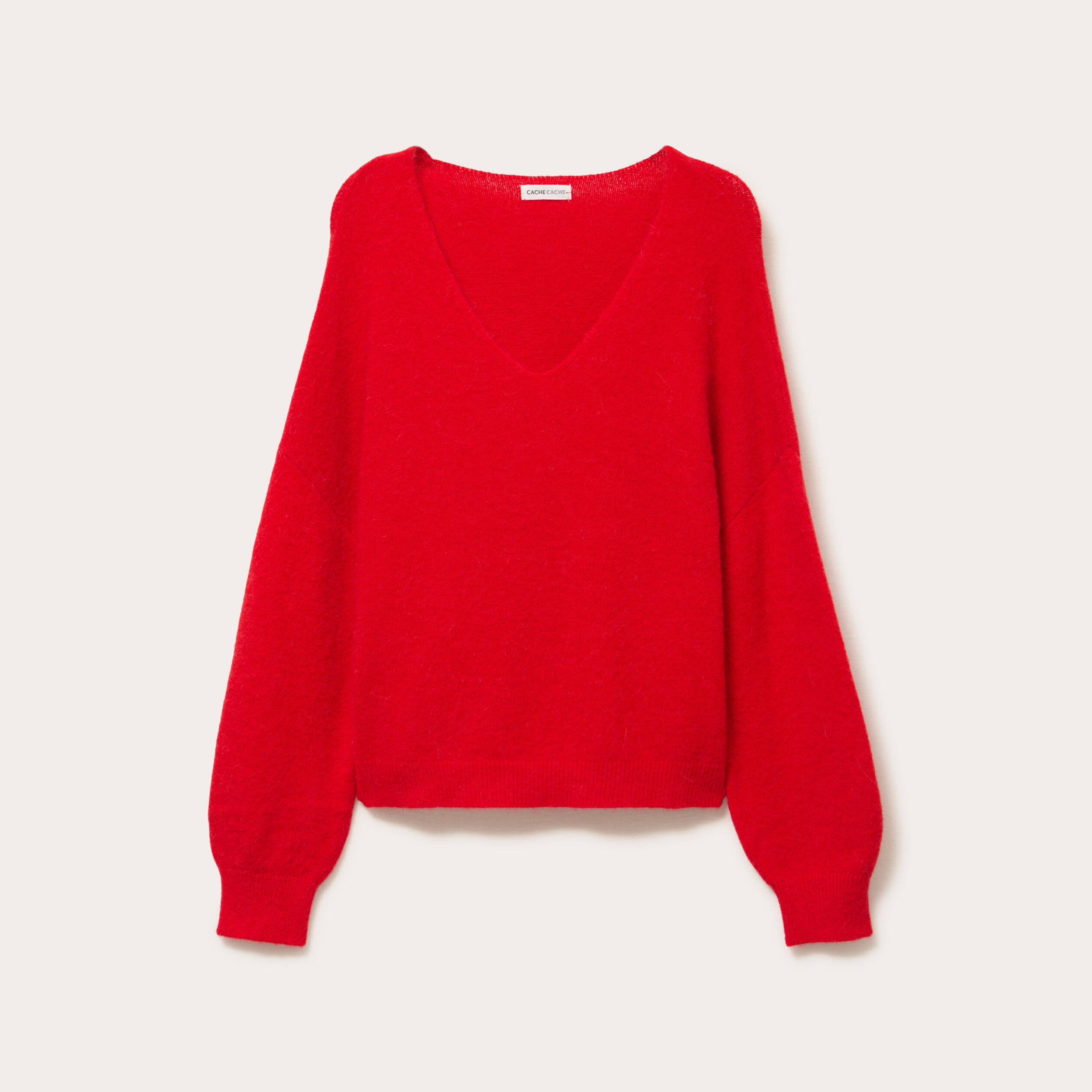 Pull manches longues rouge femme