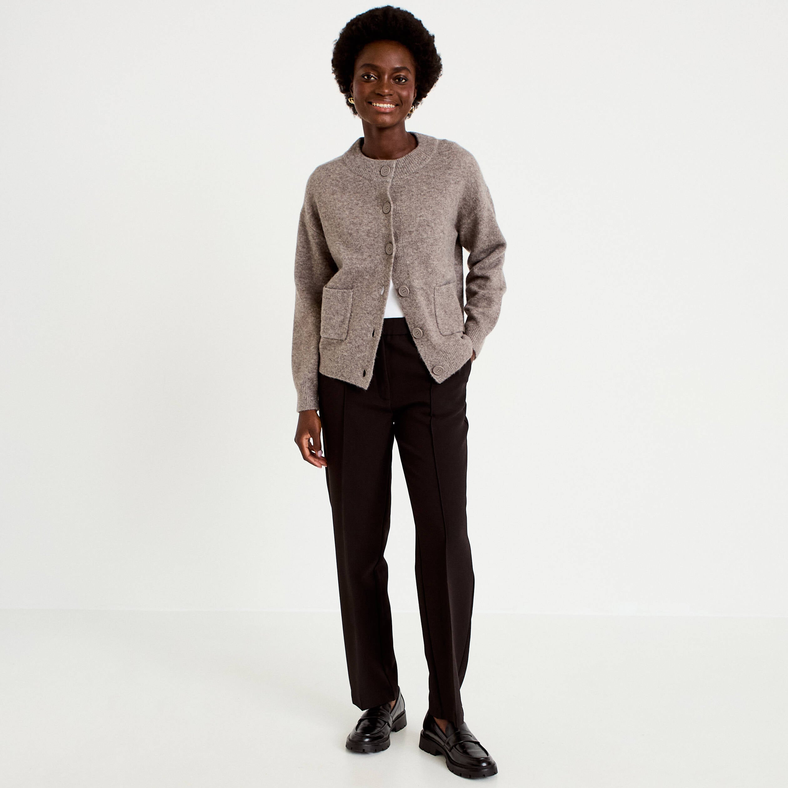 Pantalon bootcut taille standard noir femme