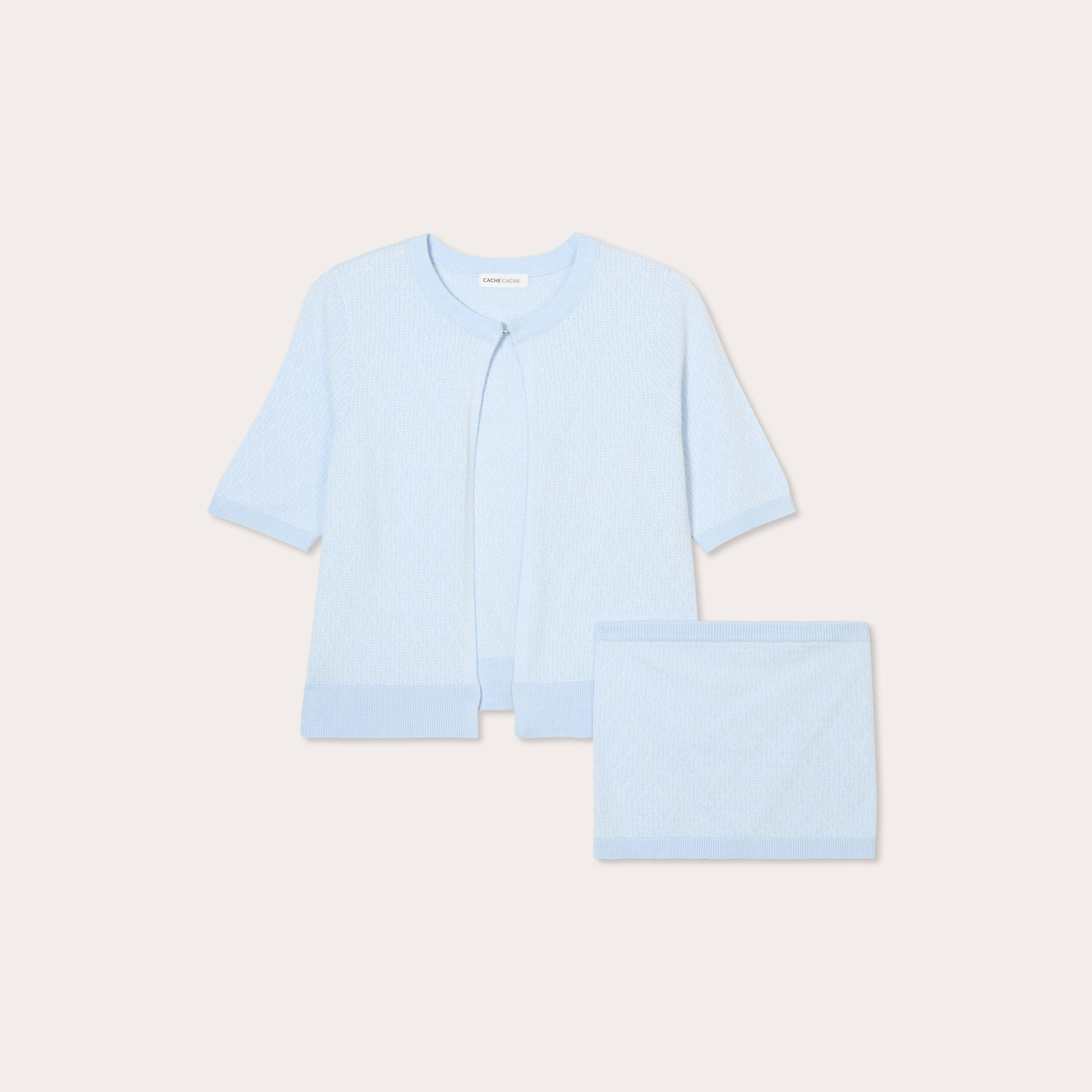 Ensemble gilet et bustier bleu clair femme