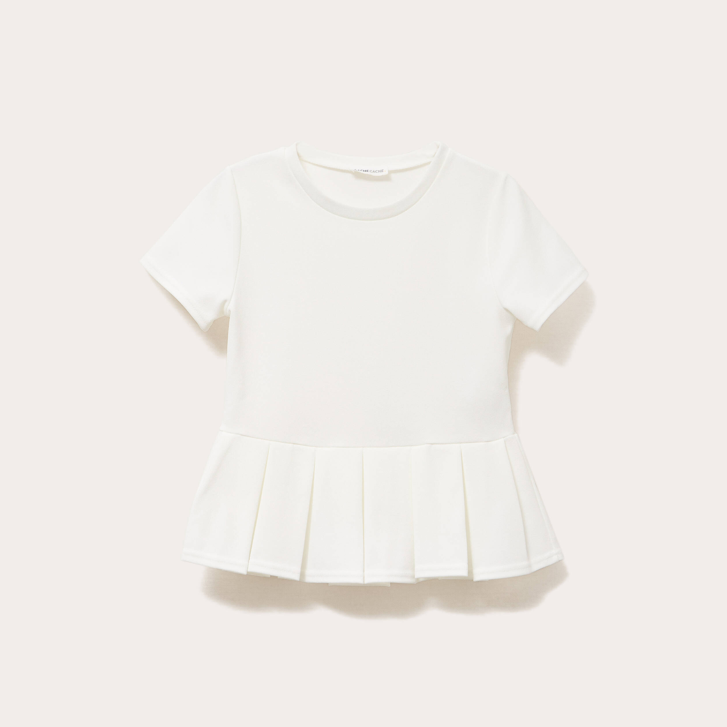 top col rond manches courtes ecru femme Top col rond manches courtes ecru femme