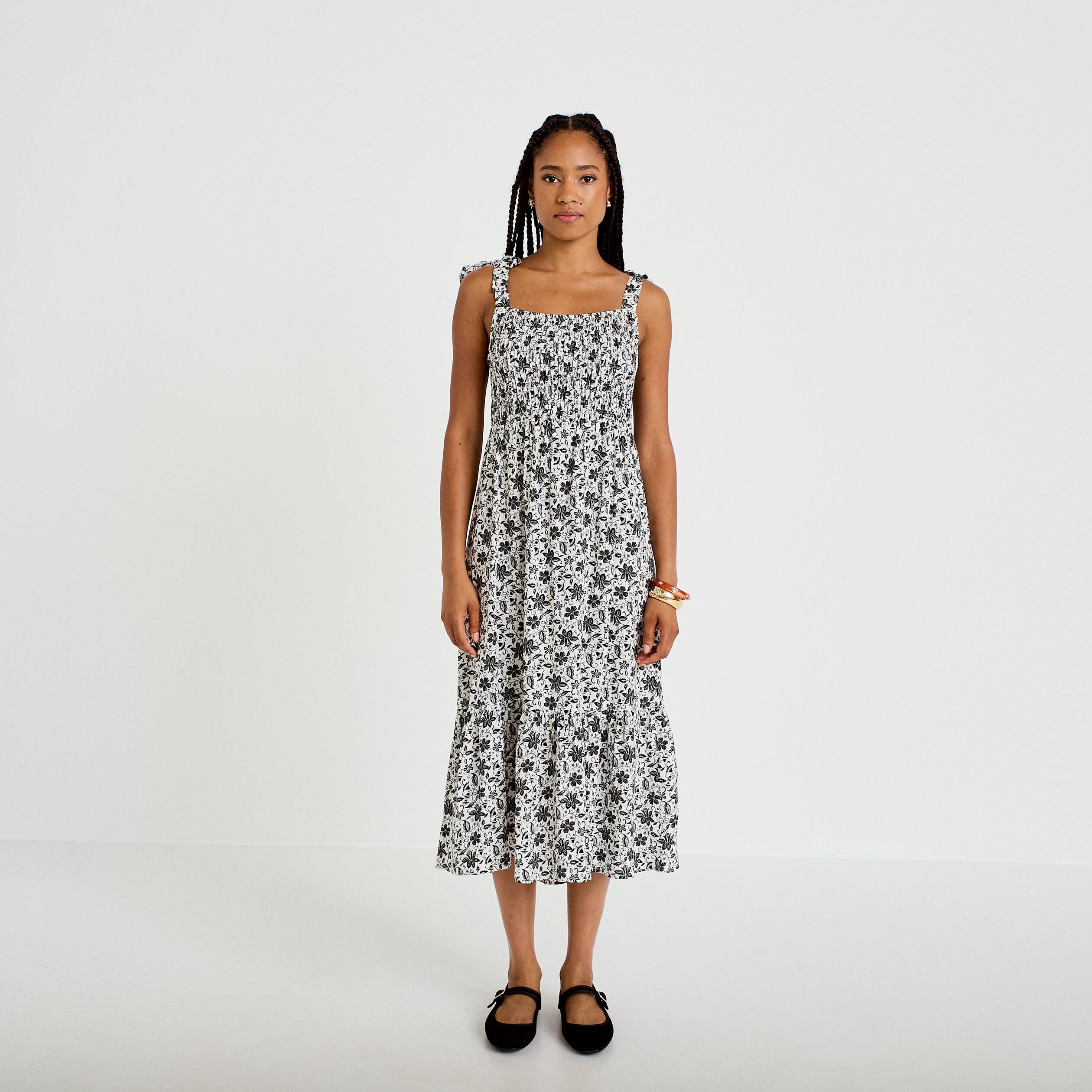 Robe longue &eacute;vas&eacute;e col carr&eacute; noir femme