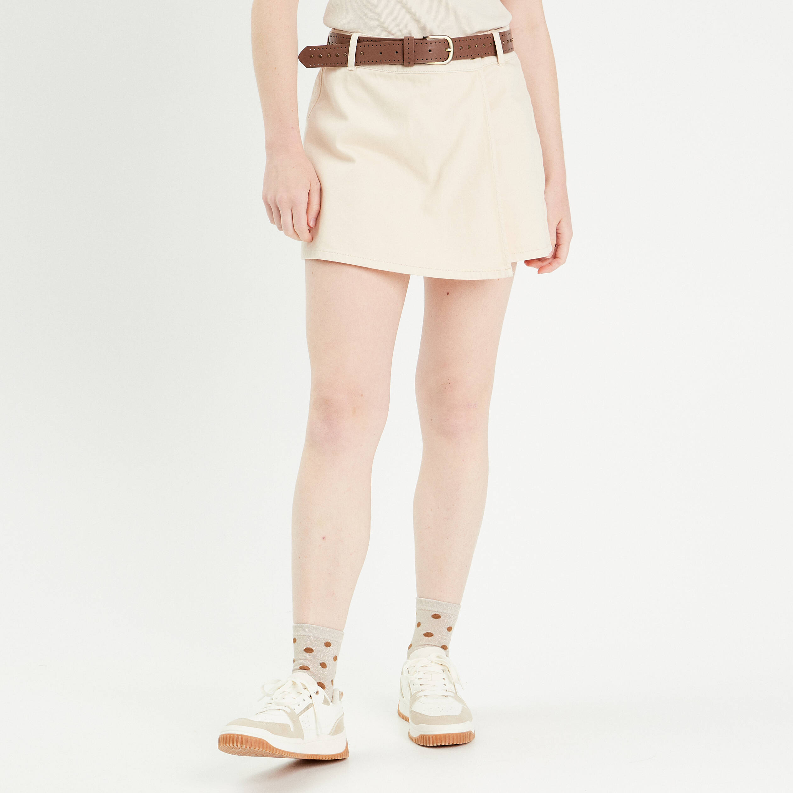 jupe short en jean sable femme Jupe-short en jean sable femme