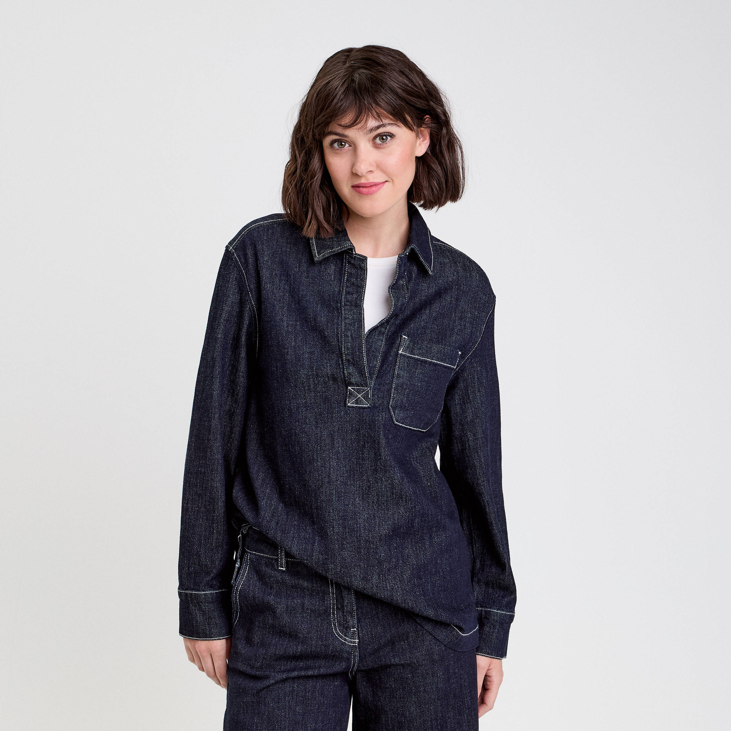 Chemise En Jean Coldwater Creek Femme Taille M – Bleu, Manches Longues, Boutons