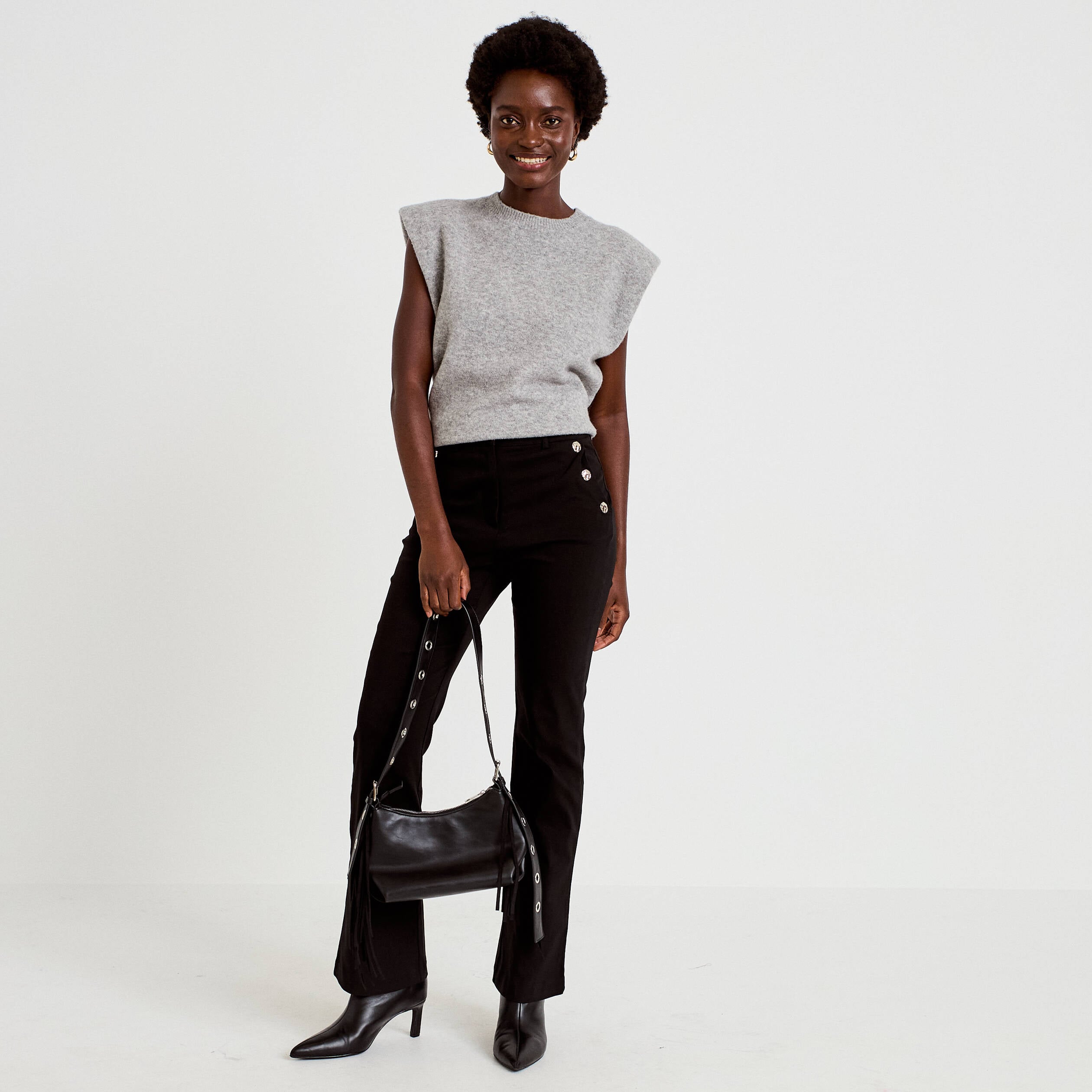 Pantalon taille haute noir femme