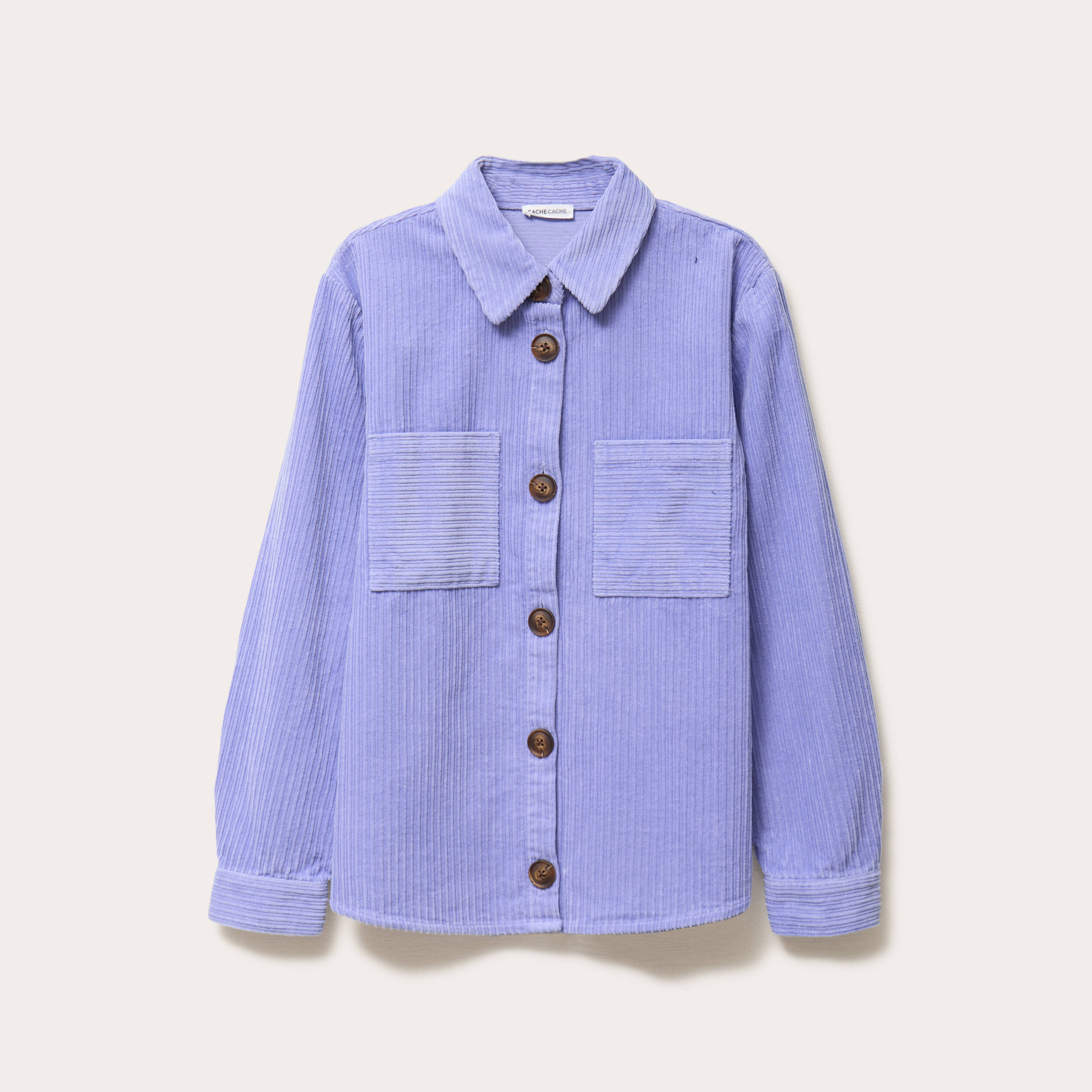 Surchemise oversize col chemise en coton mauve femme