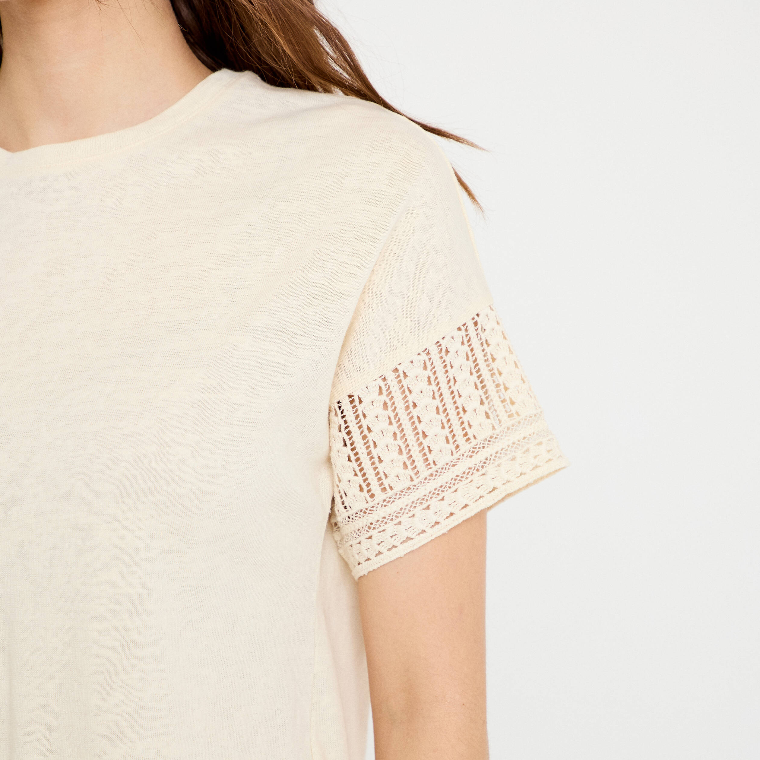 T-shirt manches courtes ecru femme