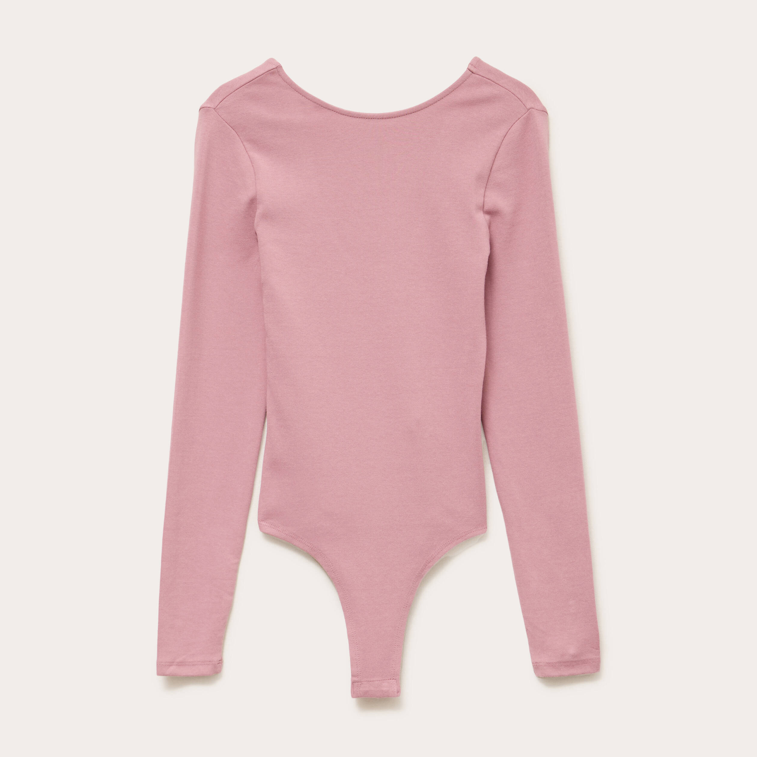 Body cintr&eacute; manches longues bateau vieux rose femme
