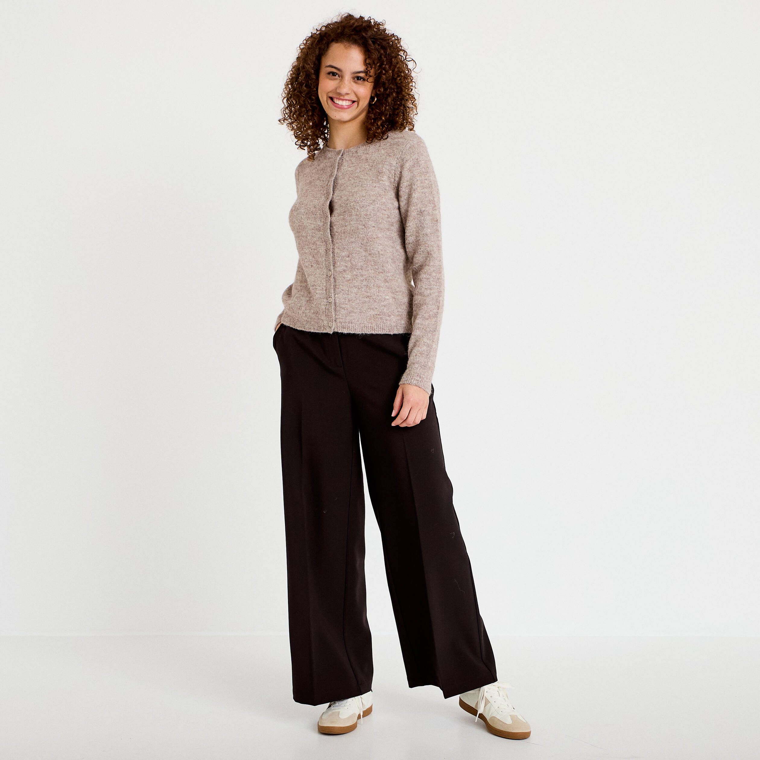 Pantalon city large noir femme