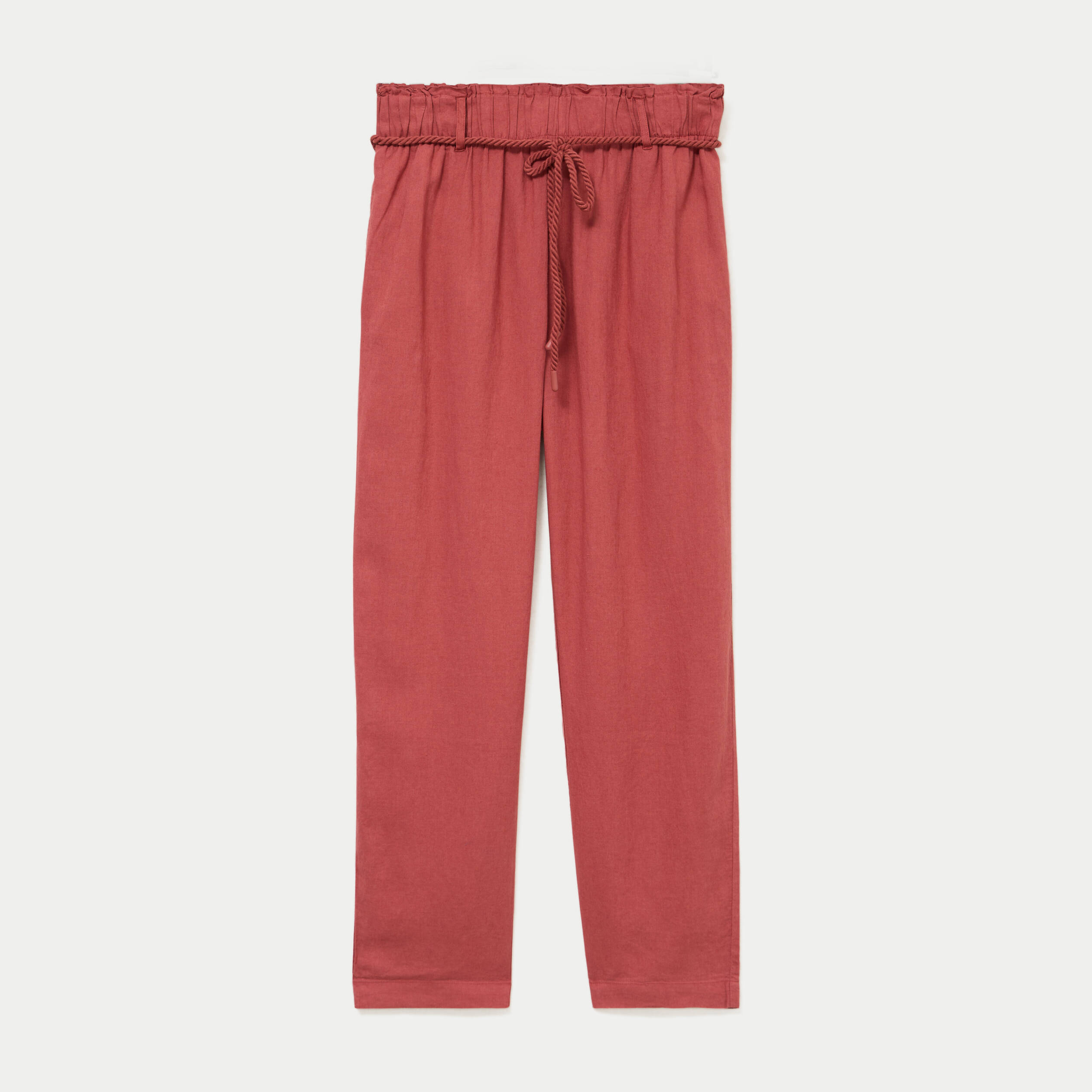 Pantalon droit 7/8&egrave;me taille haute vieux rose femme