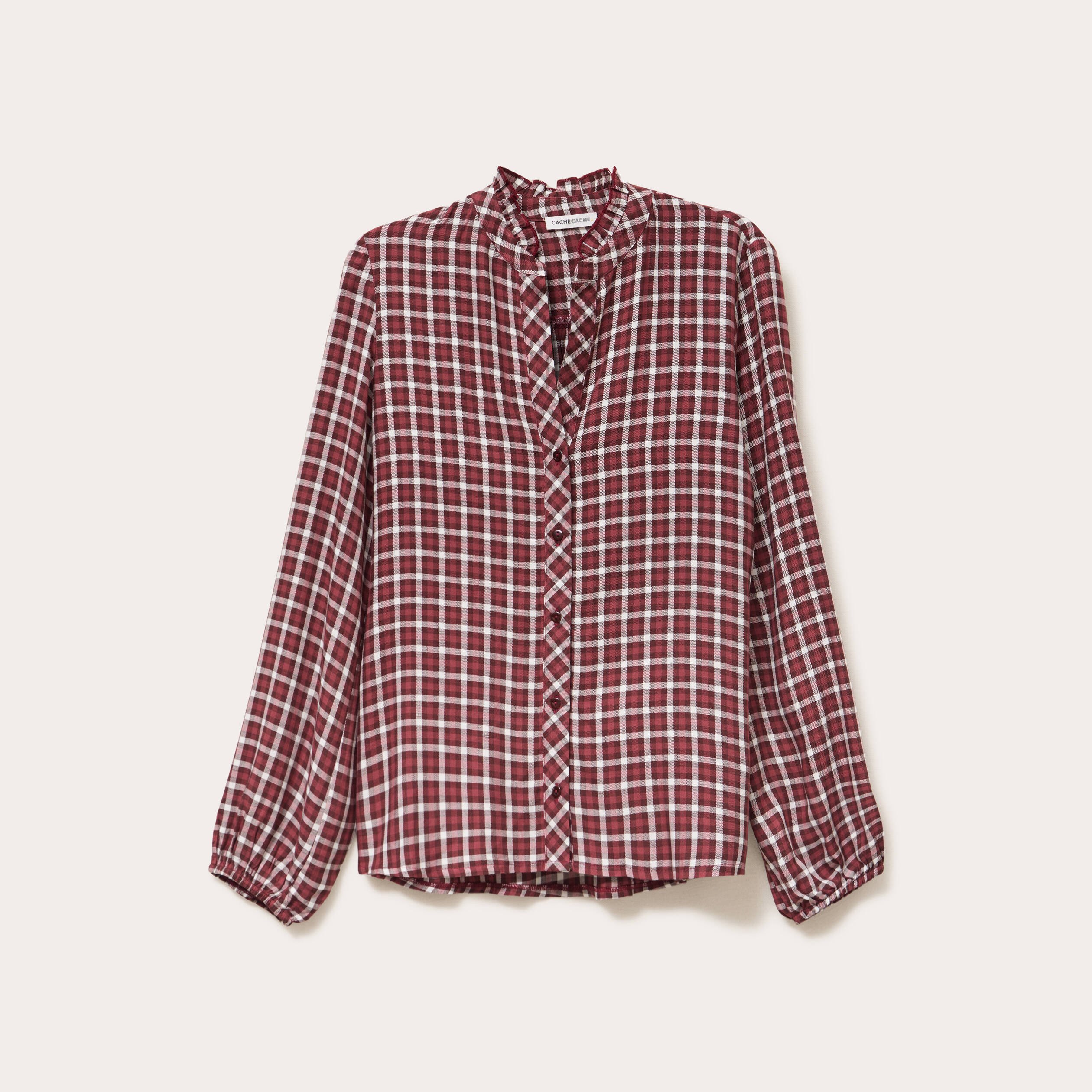 Blouse col montant manches longues bordeaux femme Vibs