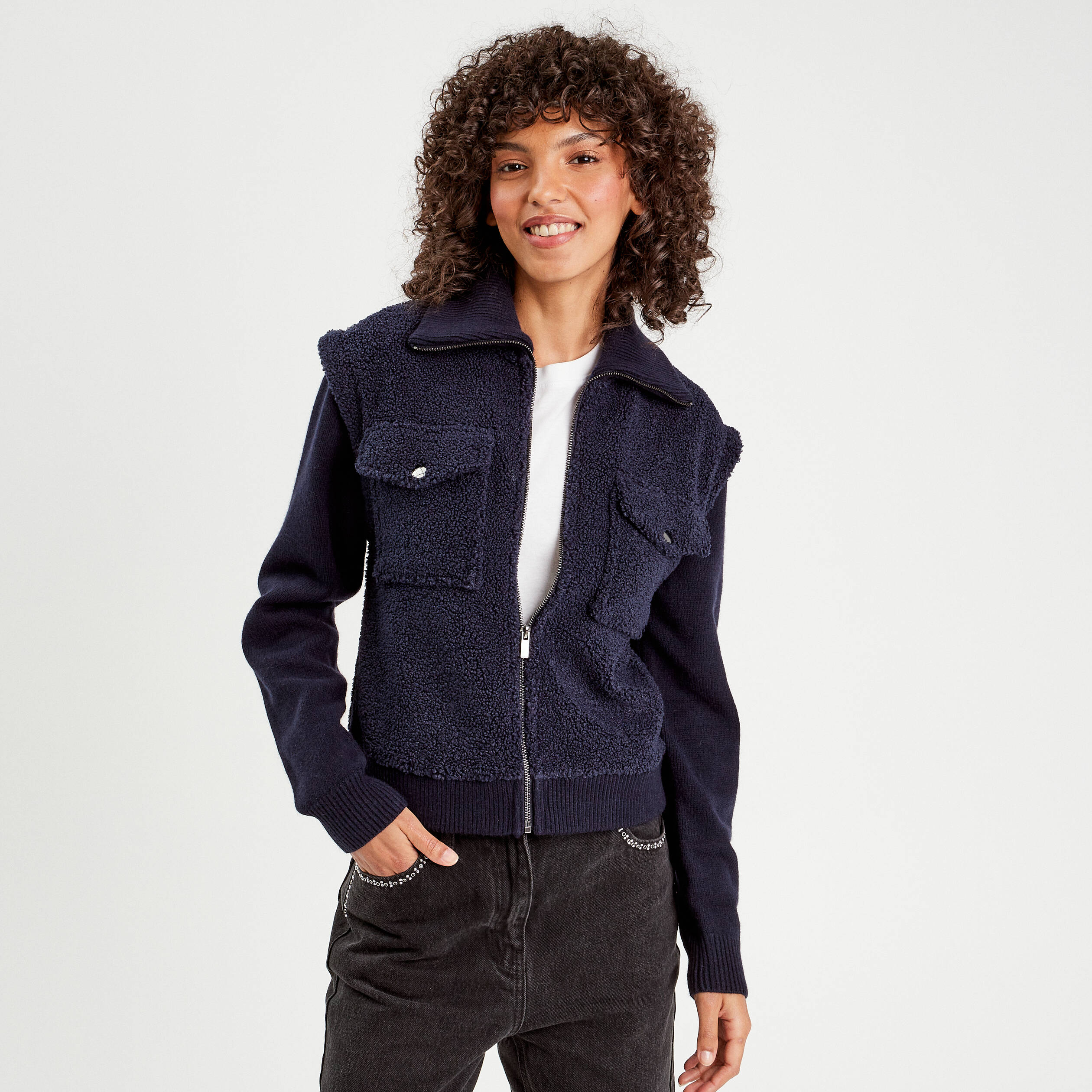 Polaire femme bleu marine best sale