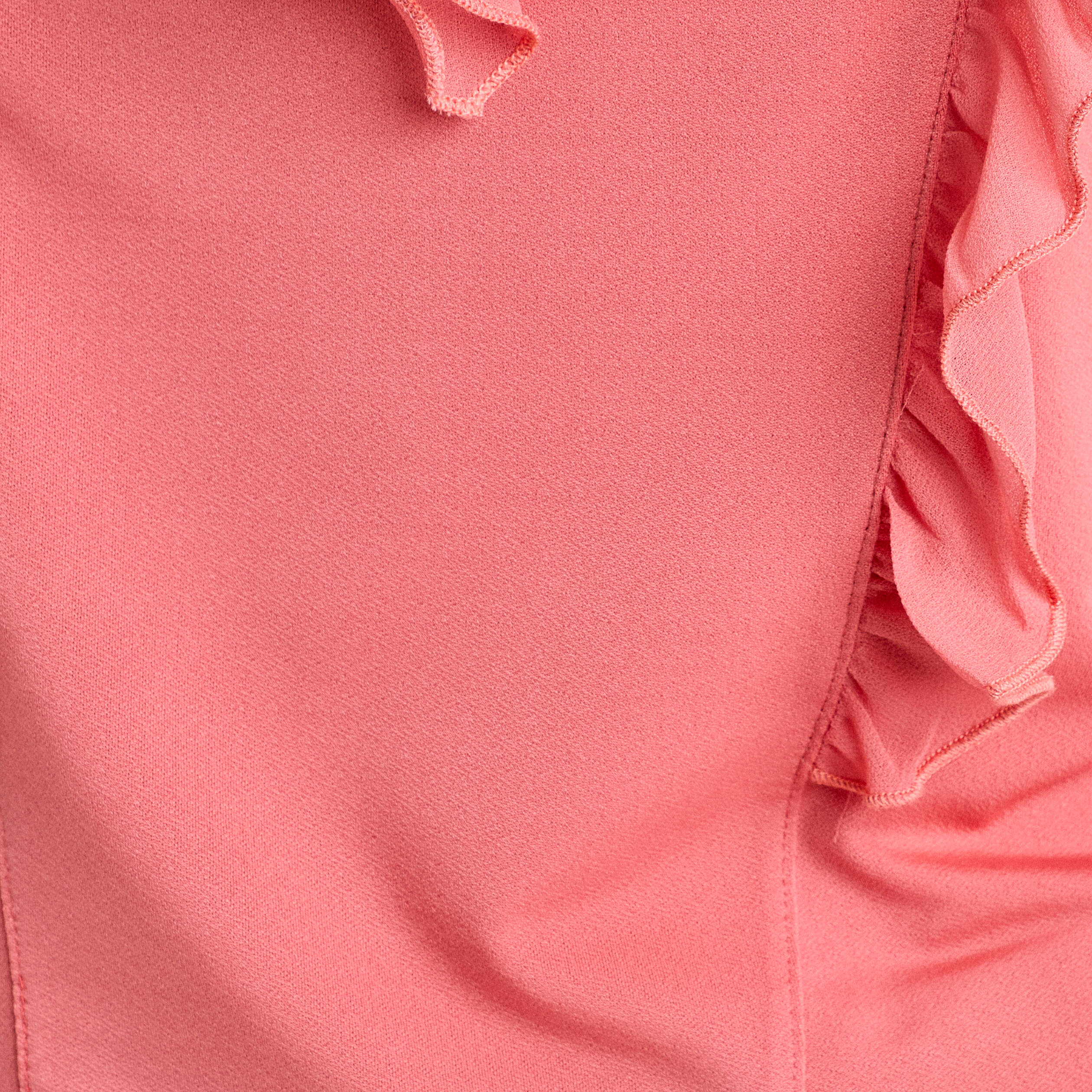 Blouse volants rose pastel femme