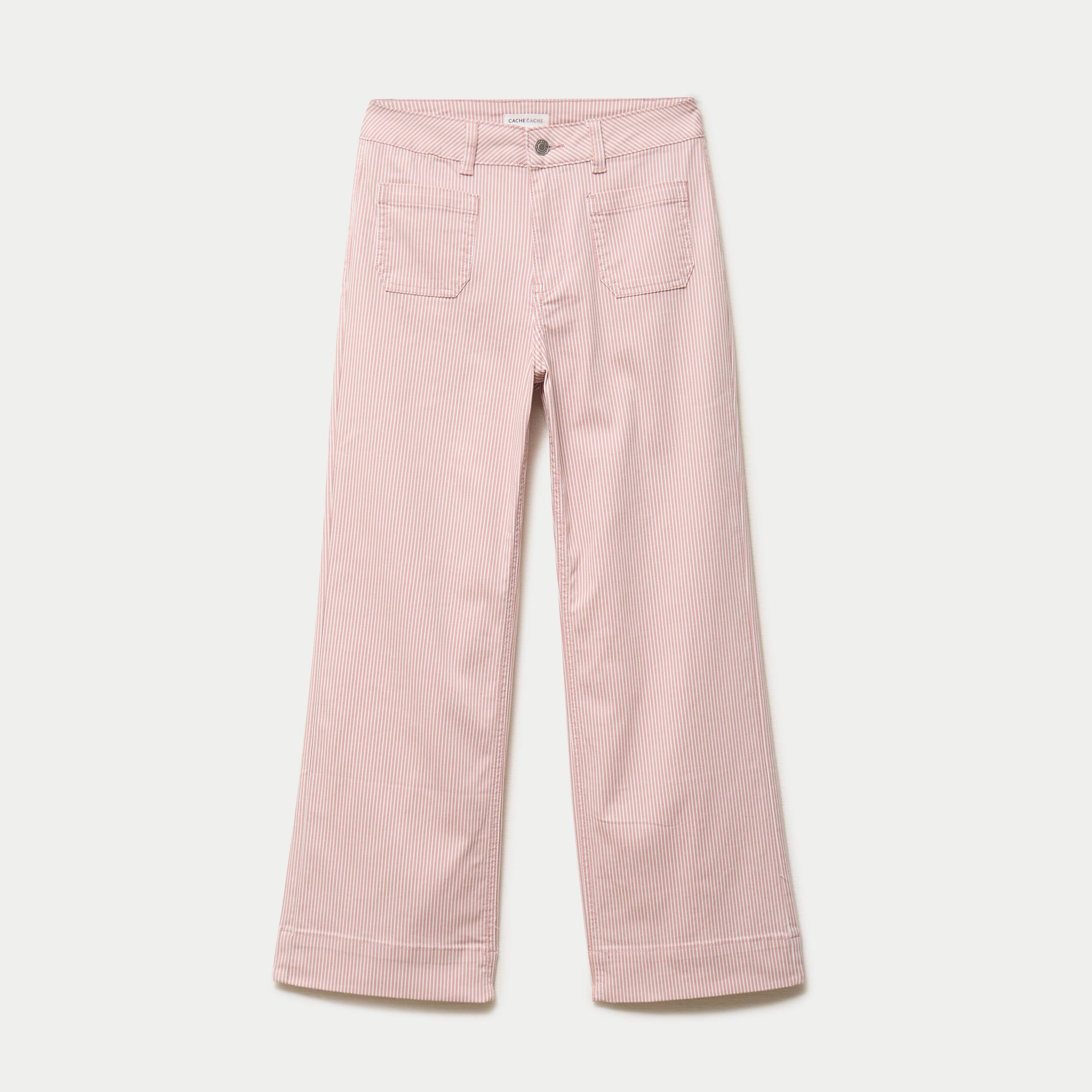 Jean flare cropped taille haute rose nude femme