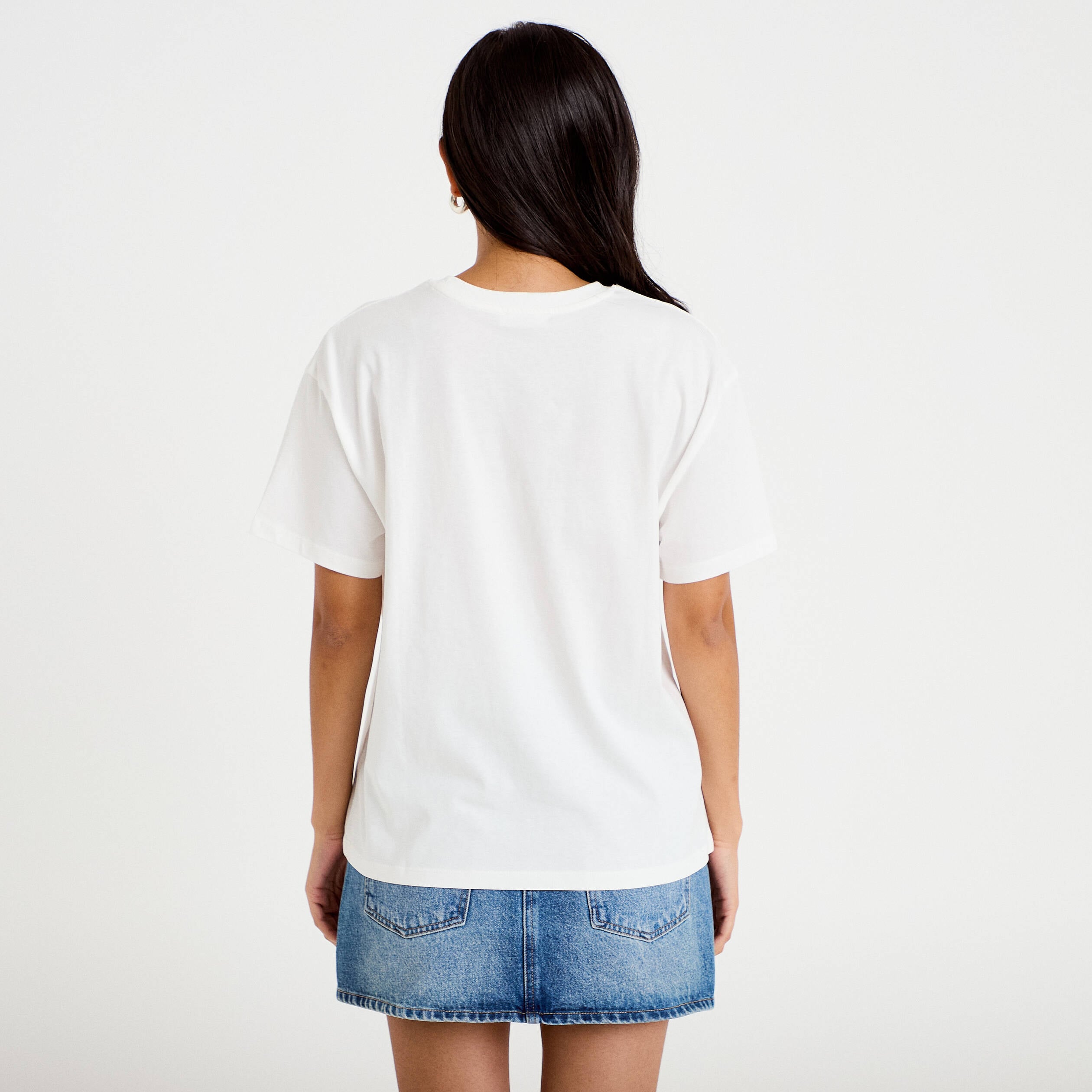 T-shirt col rond manches courtes ecru femme