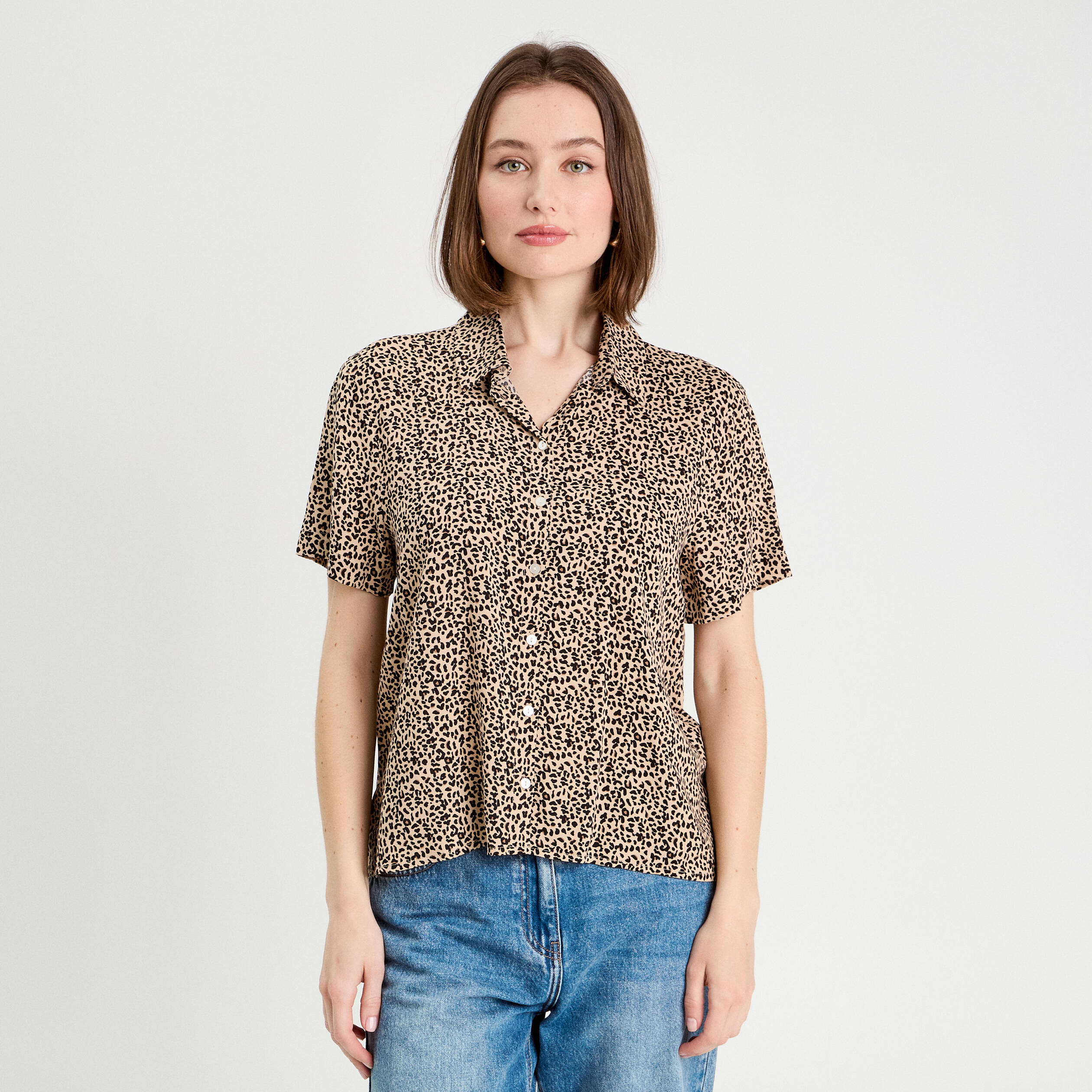 Chemise manches courtes ecru femme