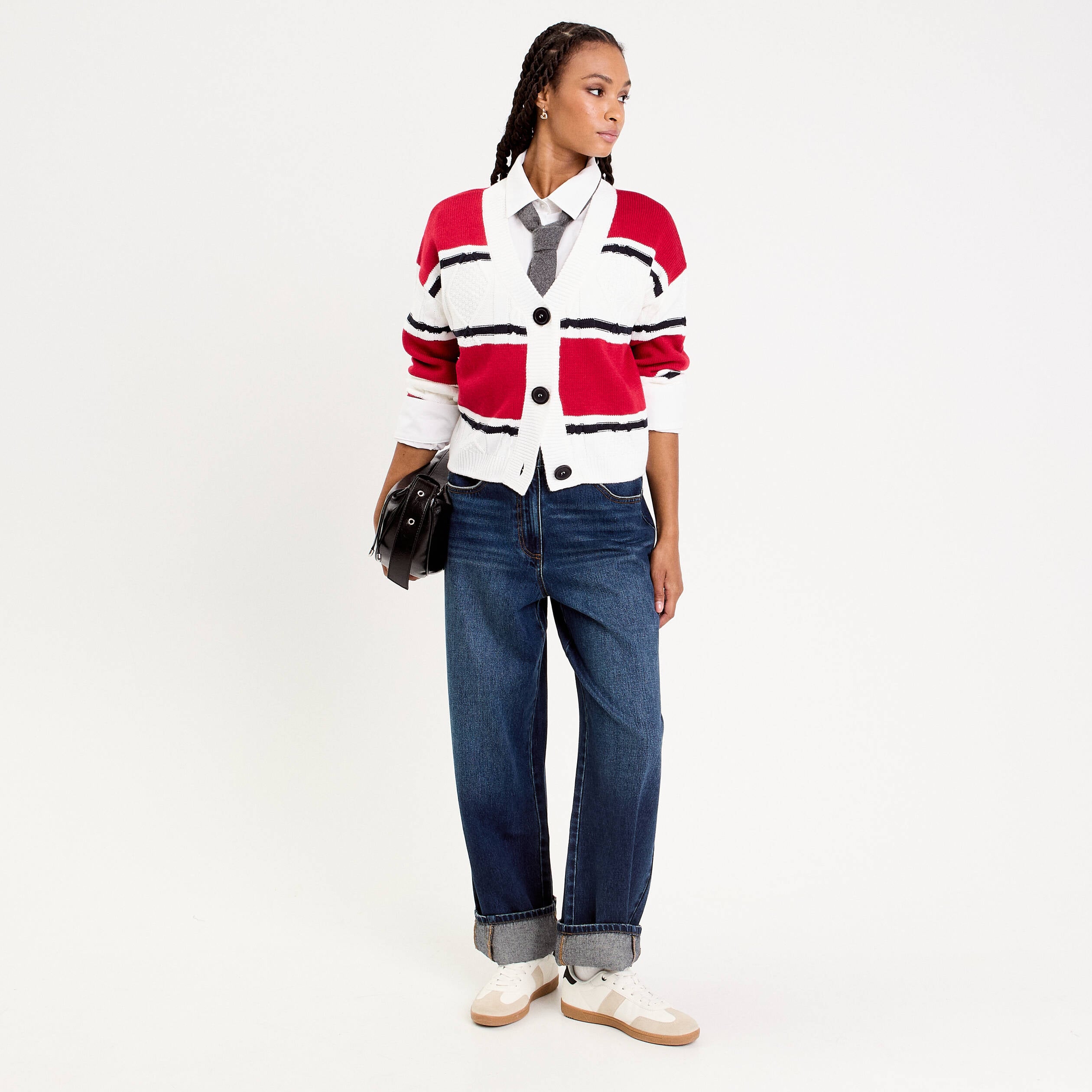 Gilet manches longues rouge femme