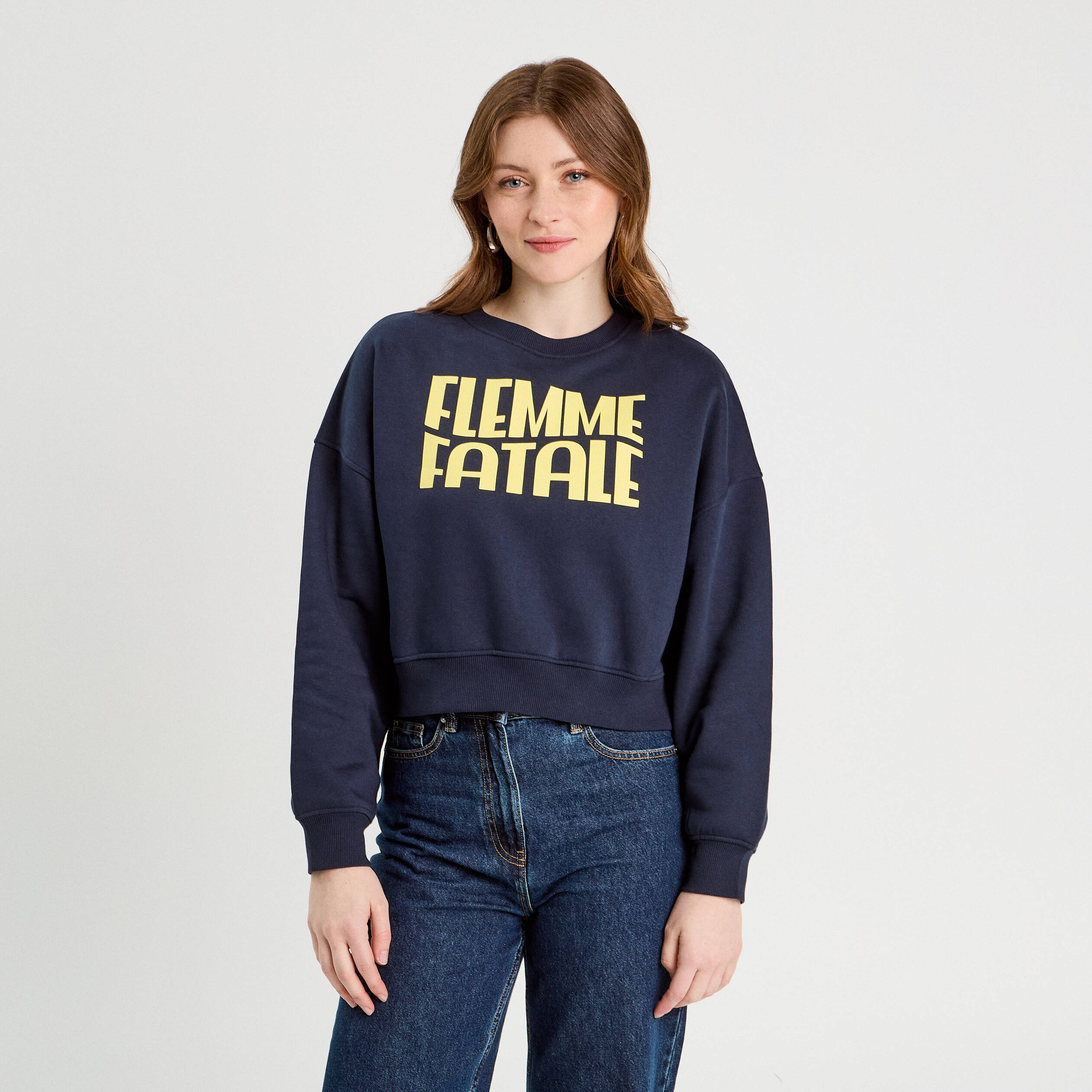Sweat oversize bleu marine femme