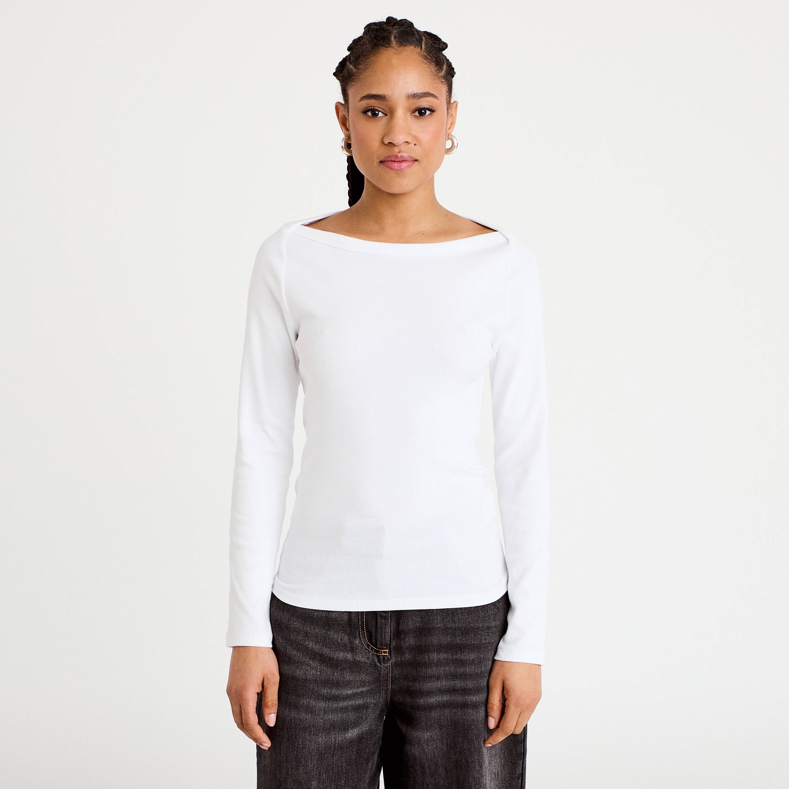 T-shirt col bateau blanc femme