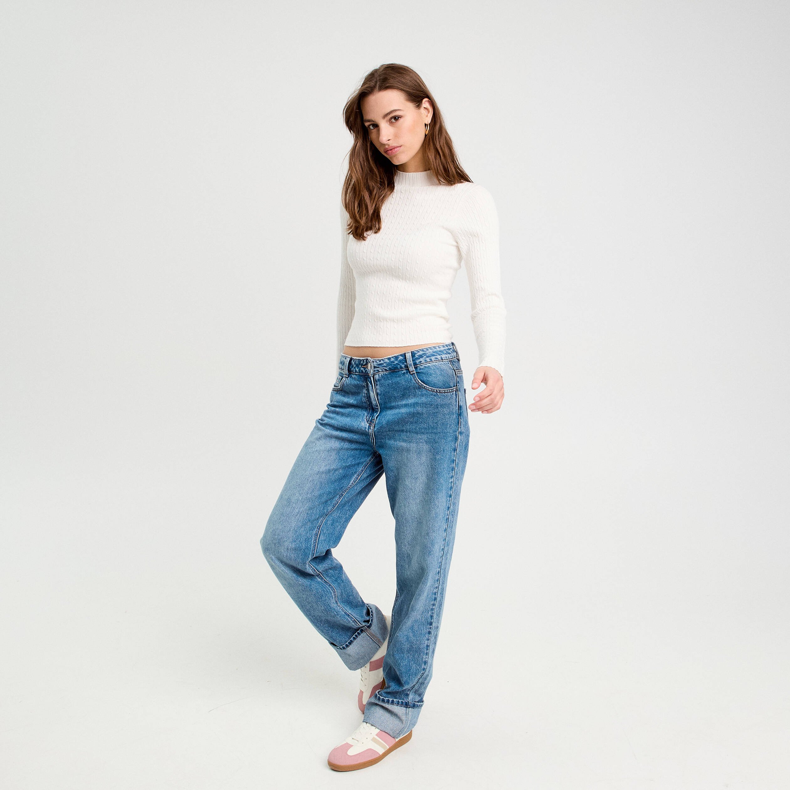 pull col montant torsades ecru femme Pull col montant torsades ecru femme