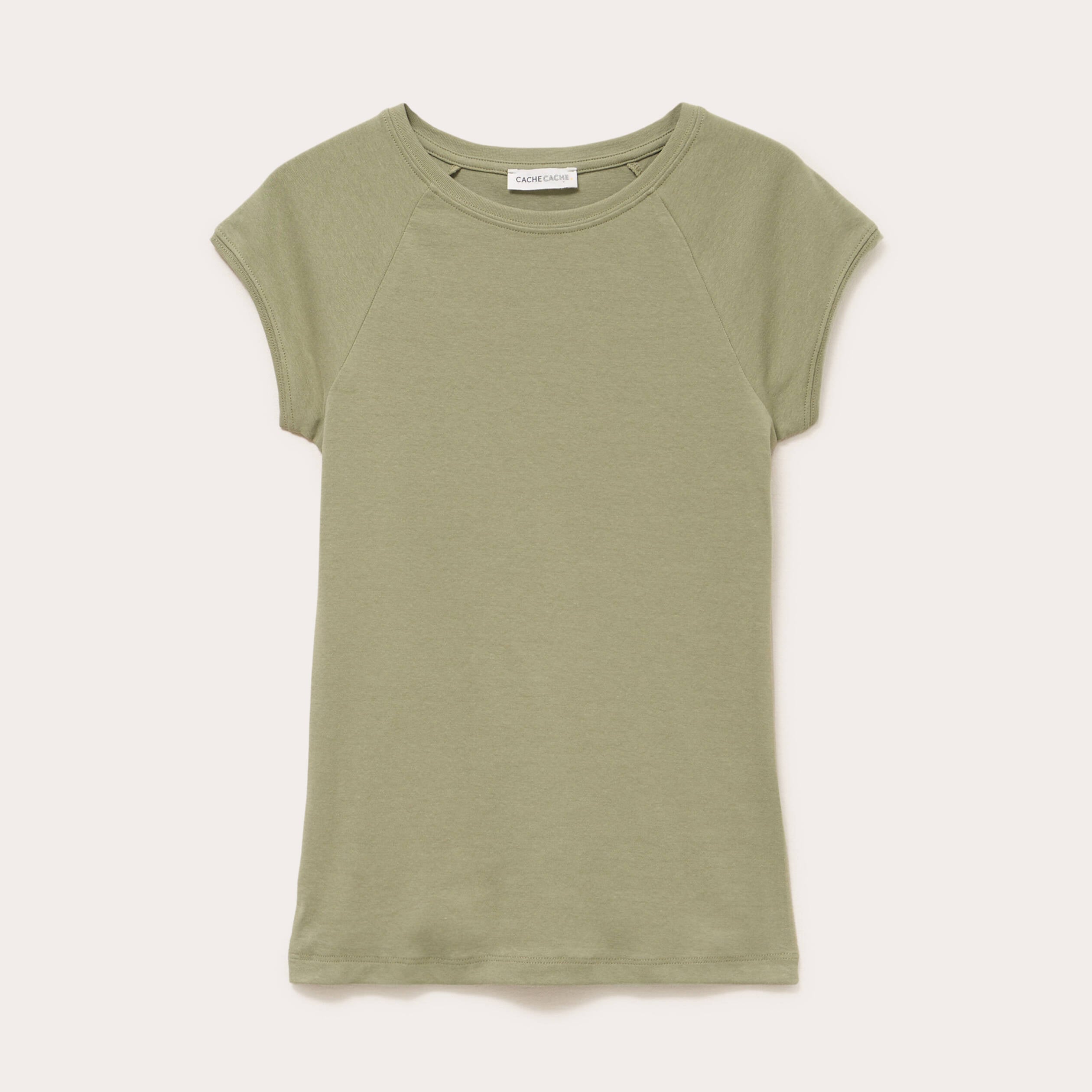 T-shirt manches courtes vert kaki femme