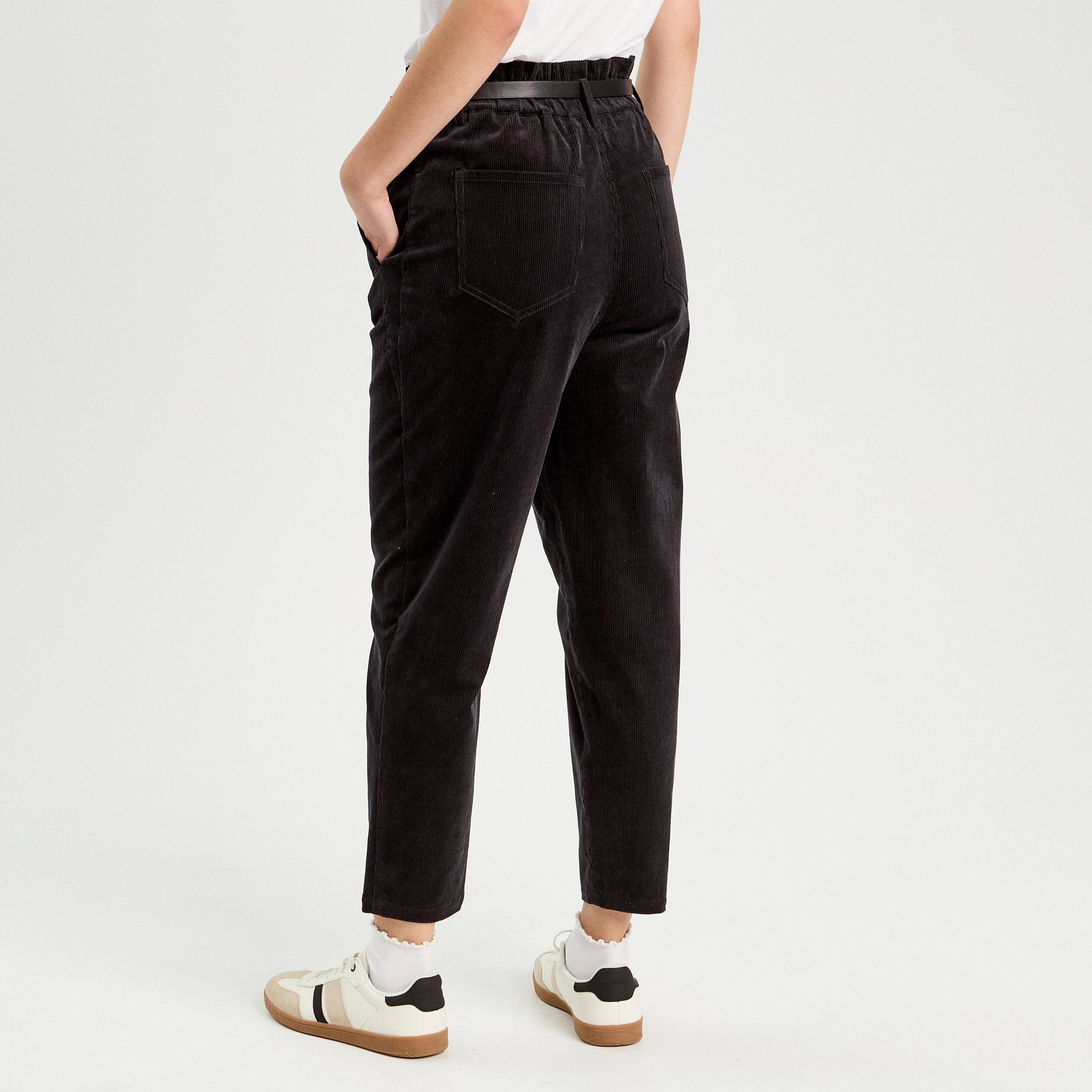 Pantalon slouchy velours noir femme Vibs