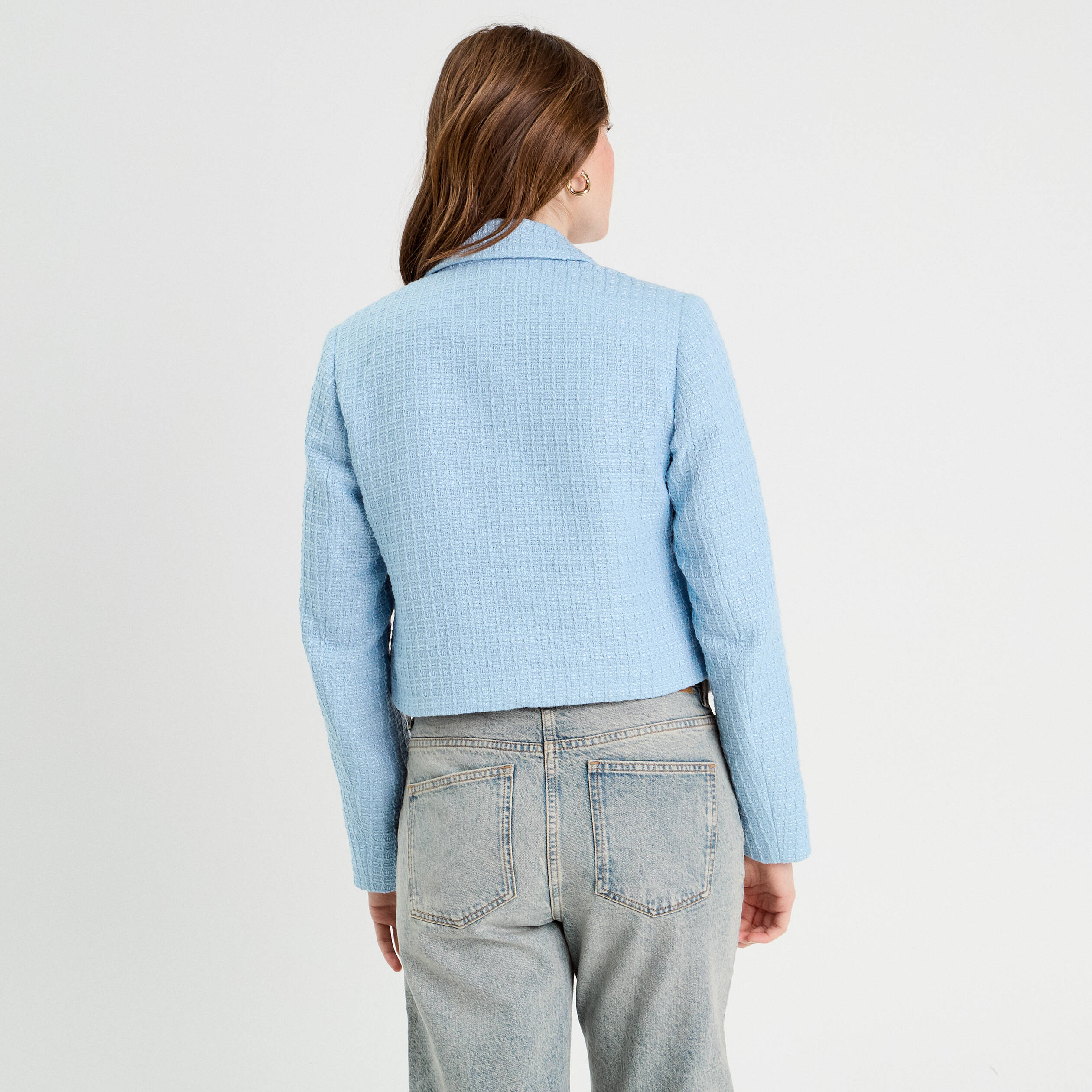 Veste blazer cintrée bleu turquoise femme