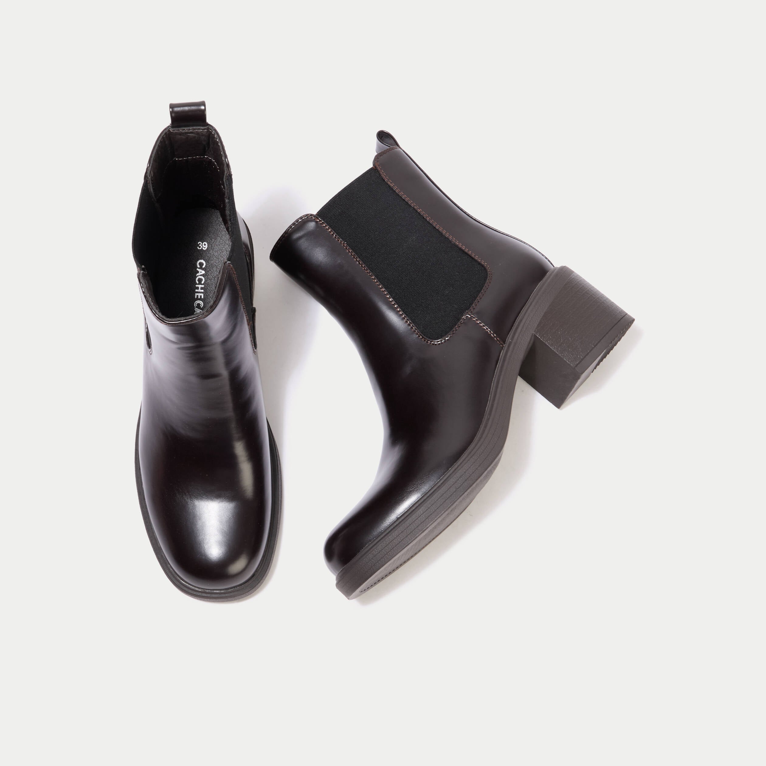 Bottines &agrave; talon marron femme