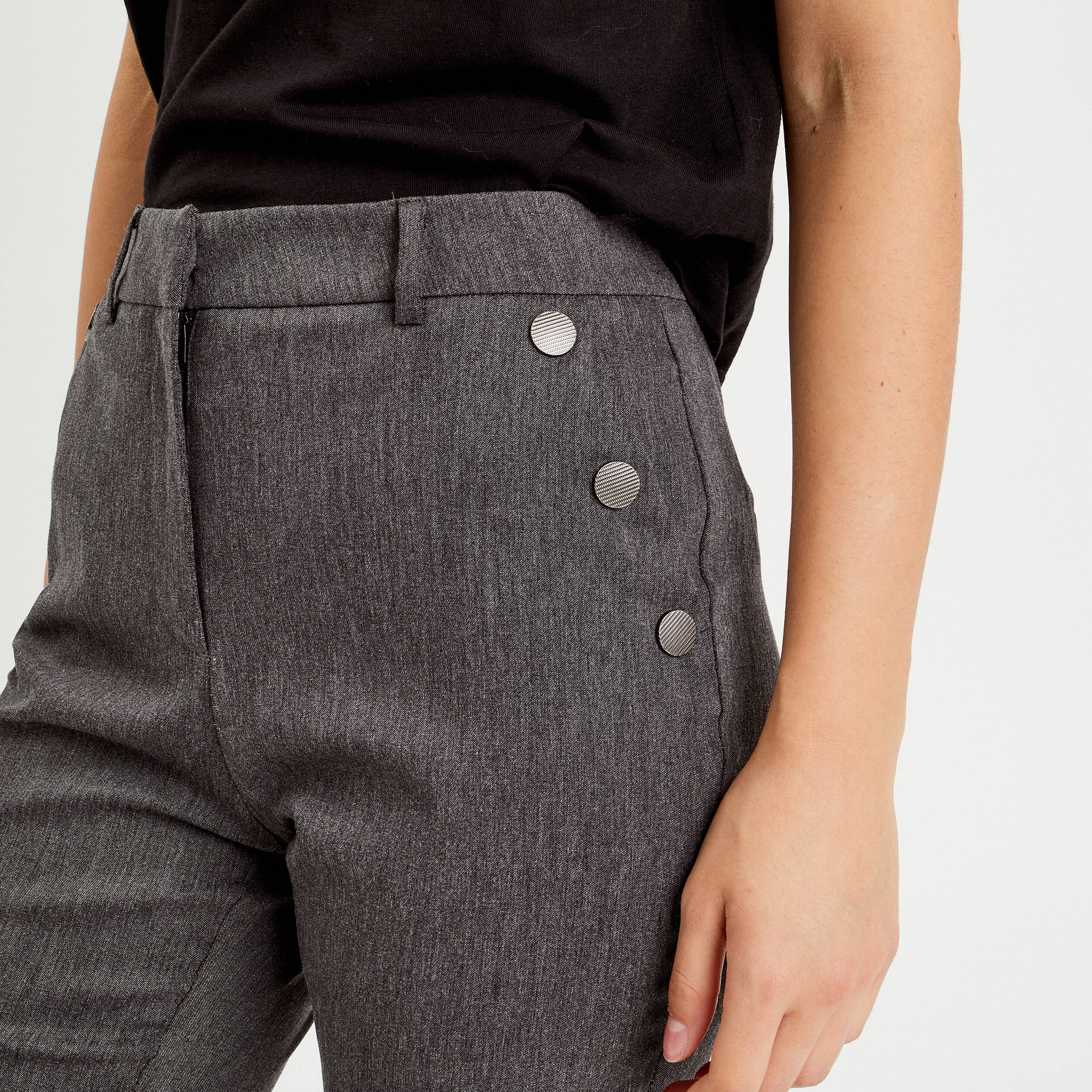 Pantalon flare pont gris fonc&eacute; femme