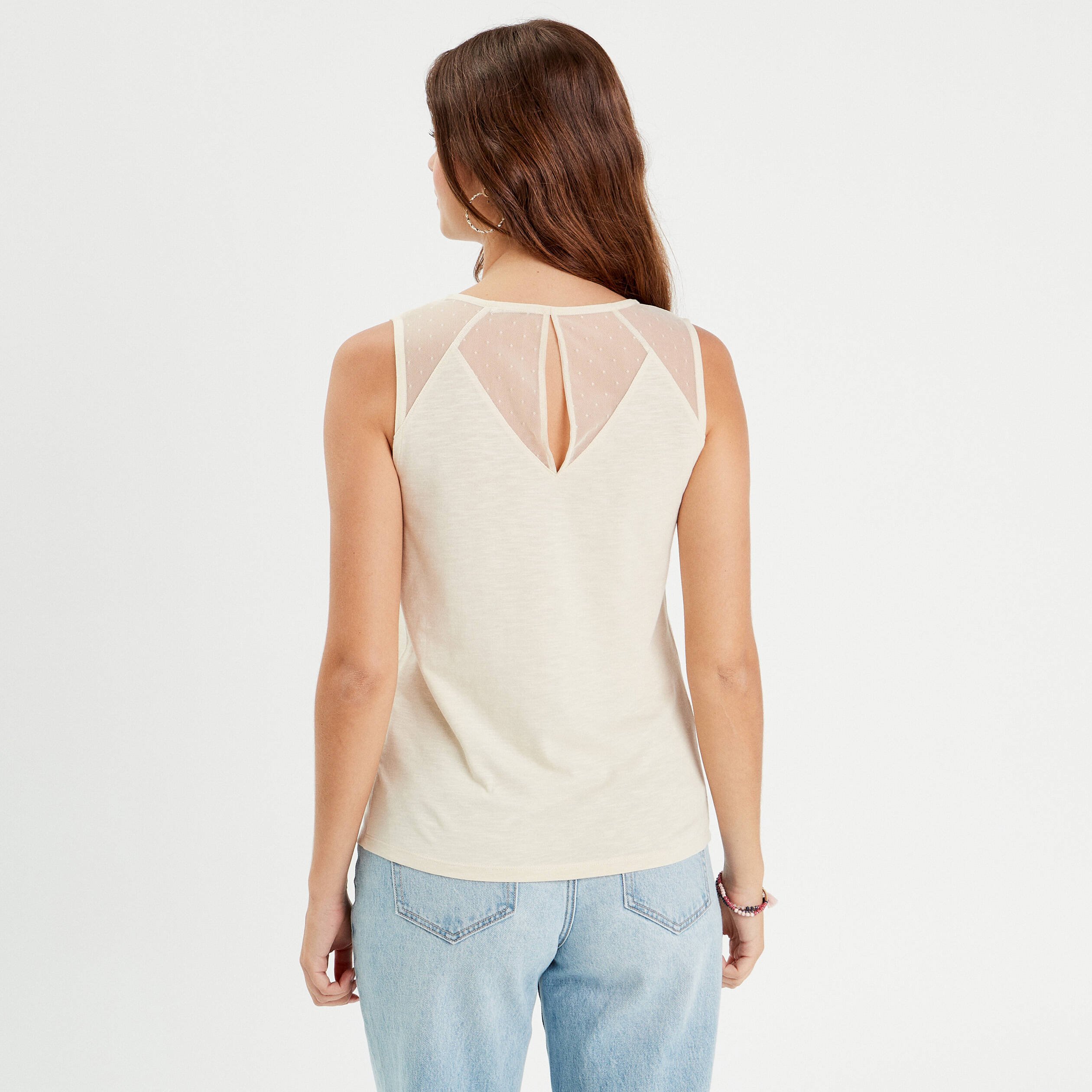debardeur sans manches ecru femme Débardeur sans manches ecru femme